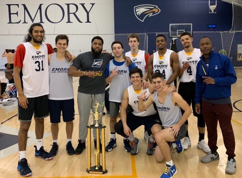 Emory Men's Club Basketball with trophy