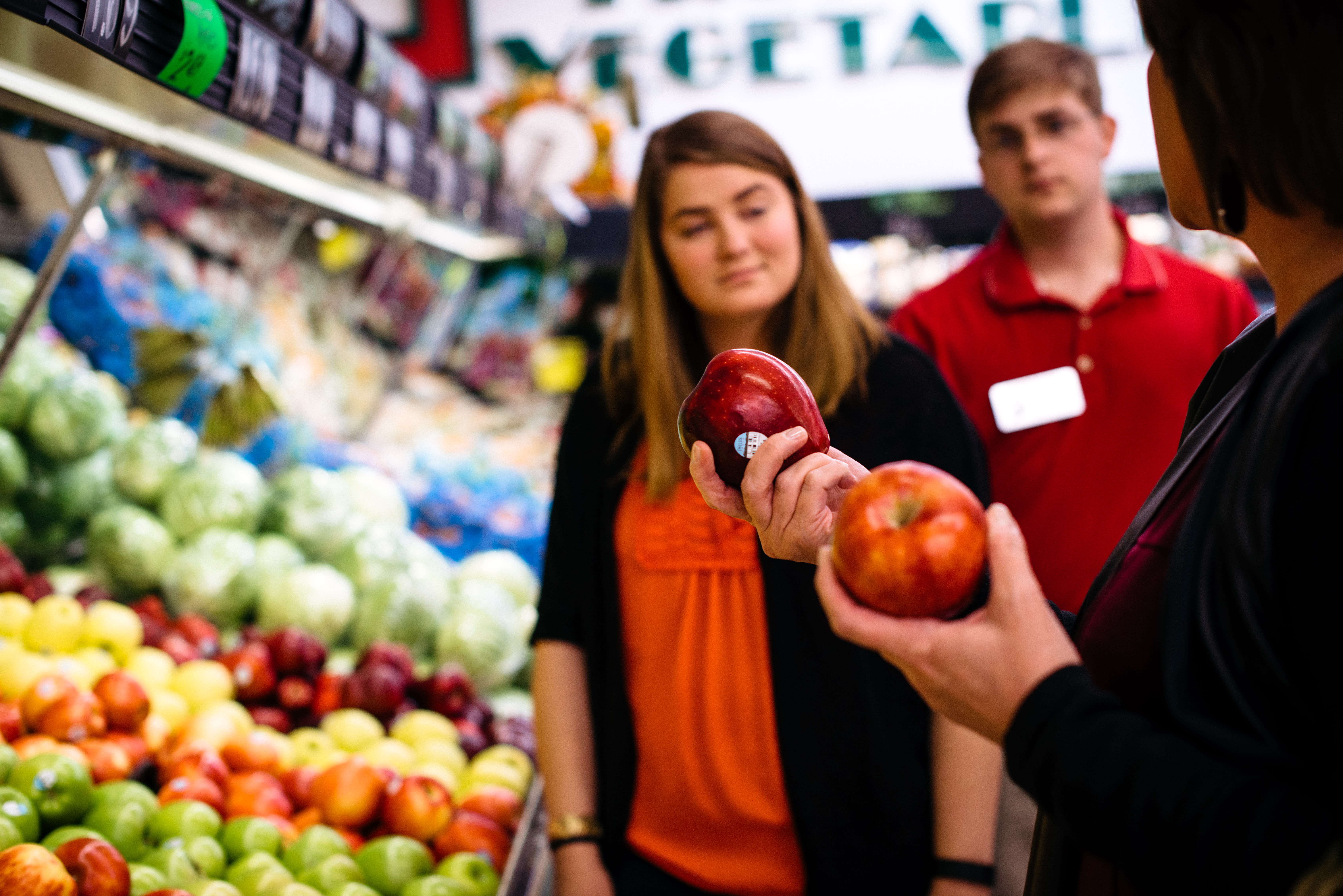 Instructor educating student about nutrition