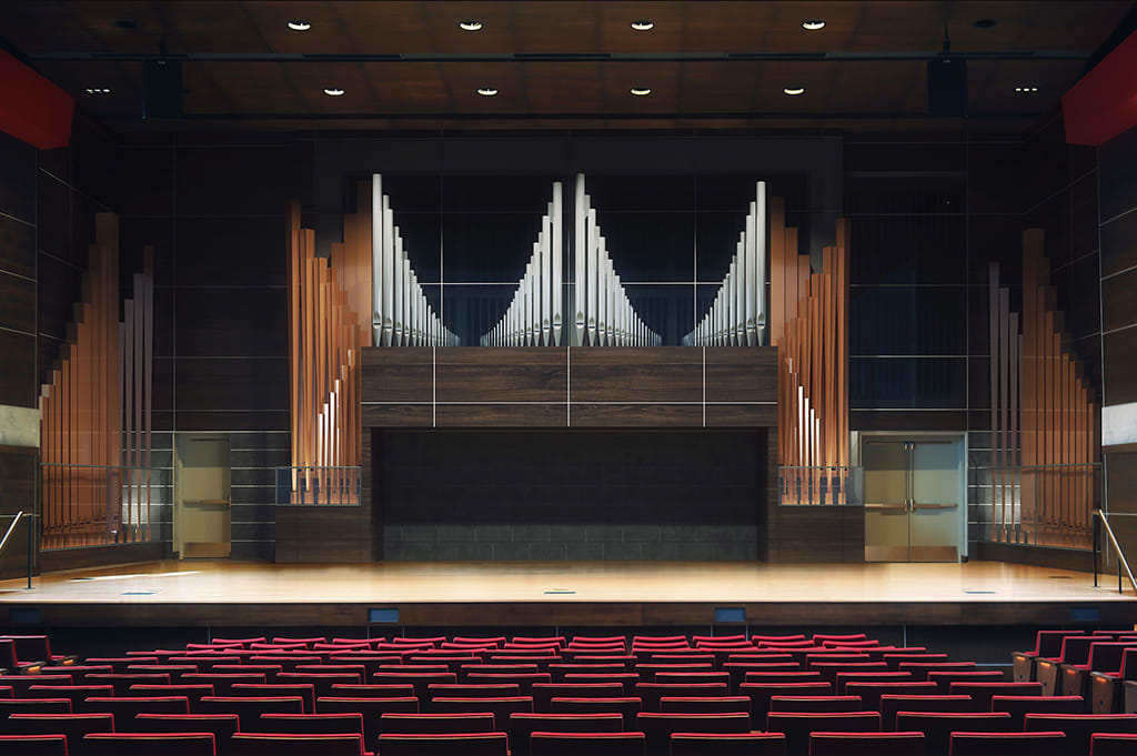 Rendering of proposed organ in Douwstra Auditorium
