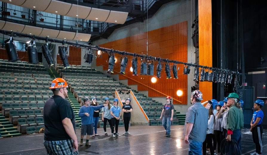 tudents work with Jonathan Shimon, professor in the Department of Theatre and Dance, in the Drama Theatre at the Center for the Arts.