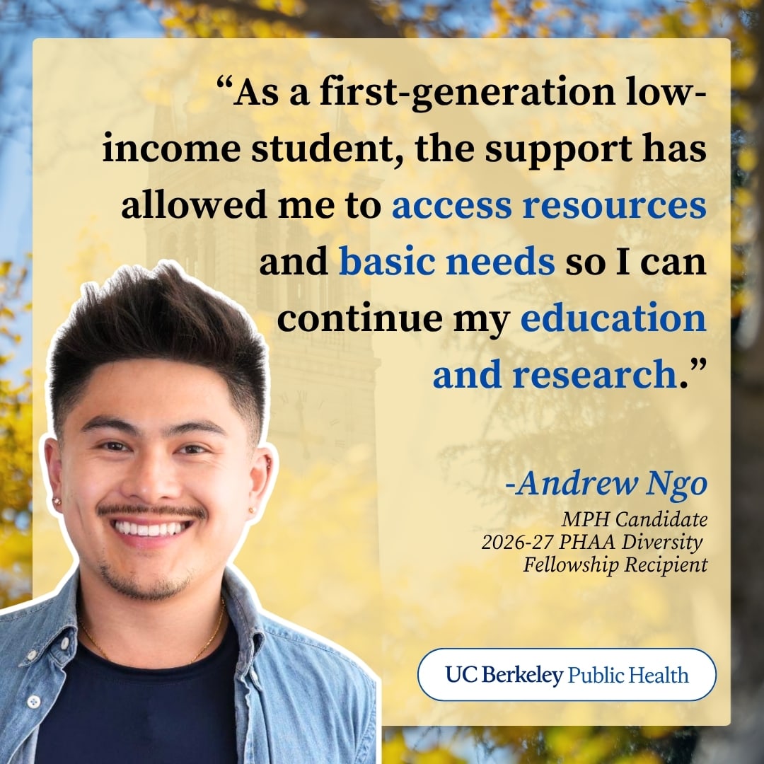 Student Andrew Ngo reflecting on how fortunate he is to be receiving the 2026-2027 PHAA  diversity fellowship award. "As a first generation low-income student, the support has allowed me to access resources and basic needs so I can continue my education and research."