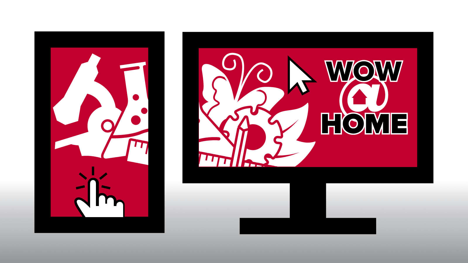 WOW at Home logo on a desktop monitor and a cellphone