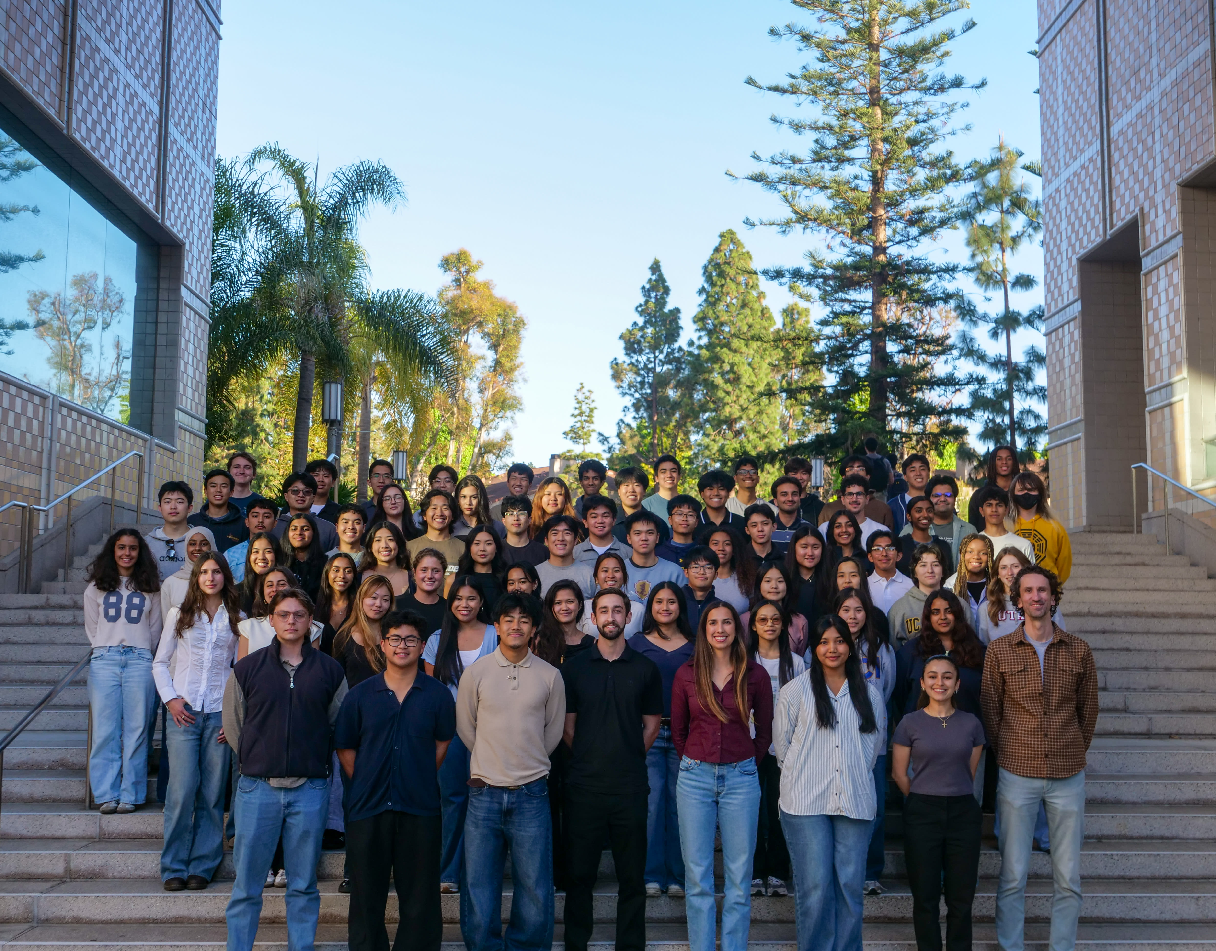 All Pulse Project student members posing on the engineering hall staircase