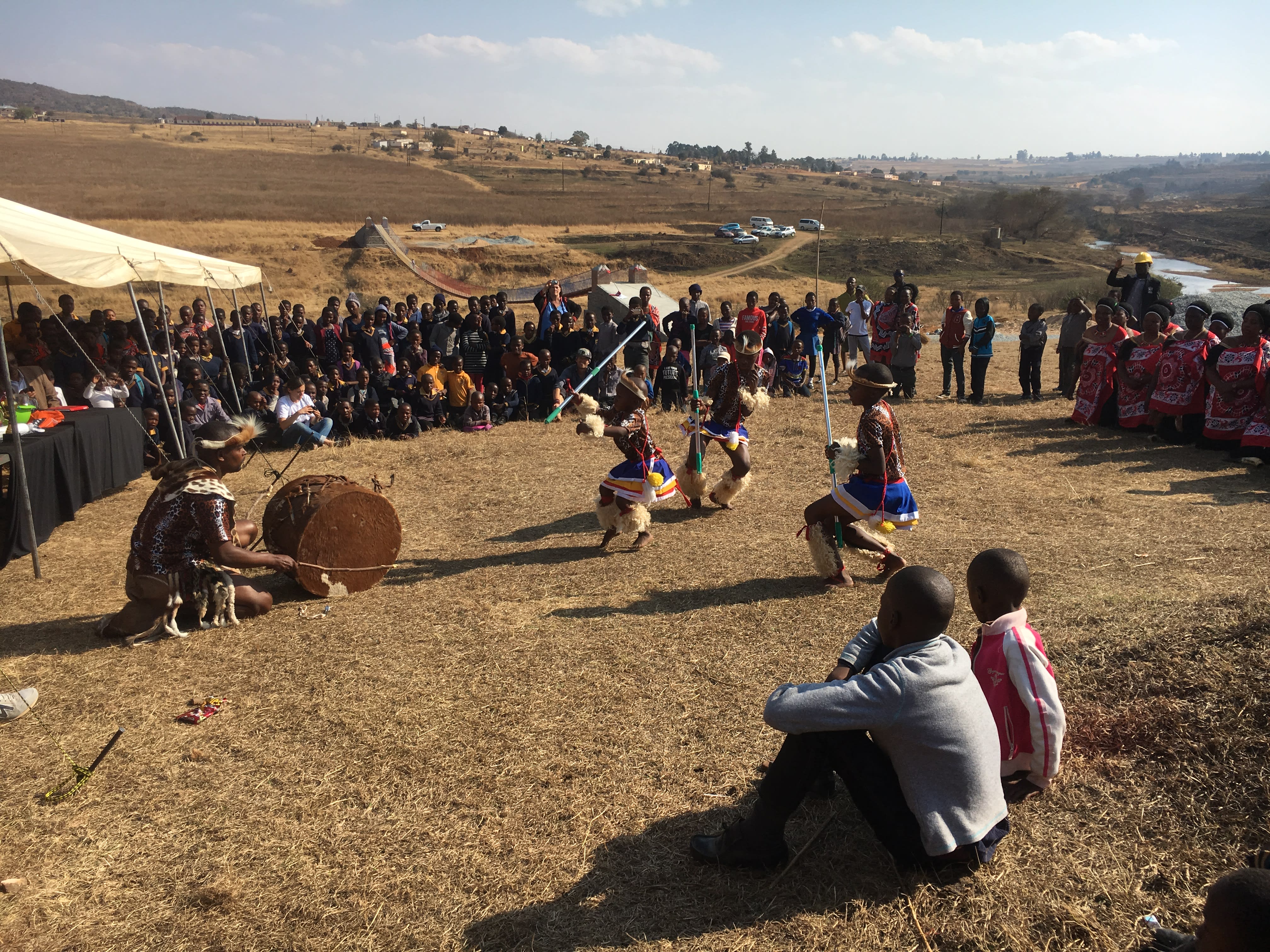 Celebration of the completed bridge at Mdlasomi