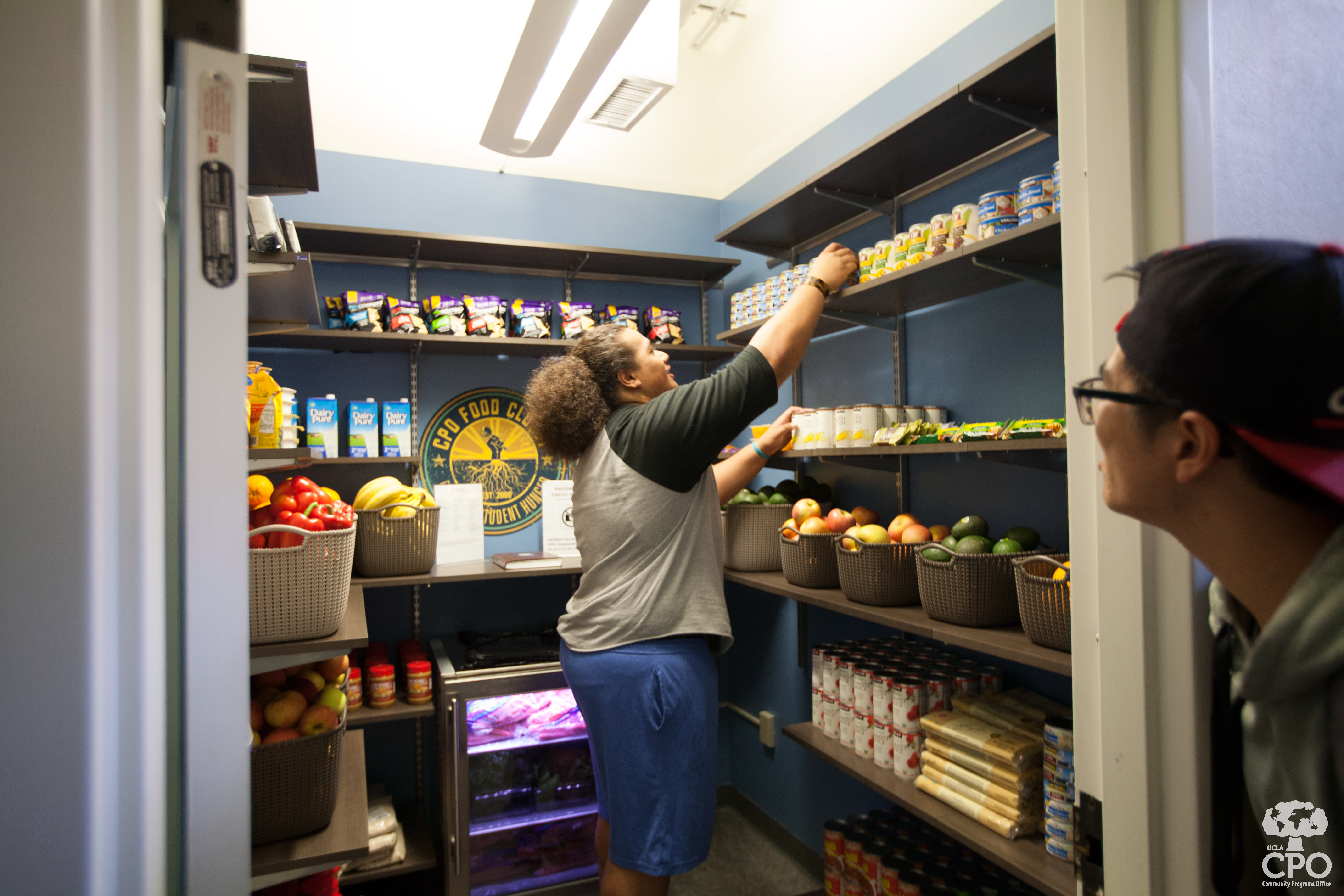 Students regularly stock the Food Closet.