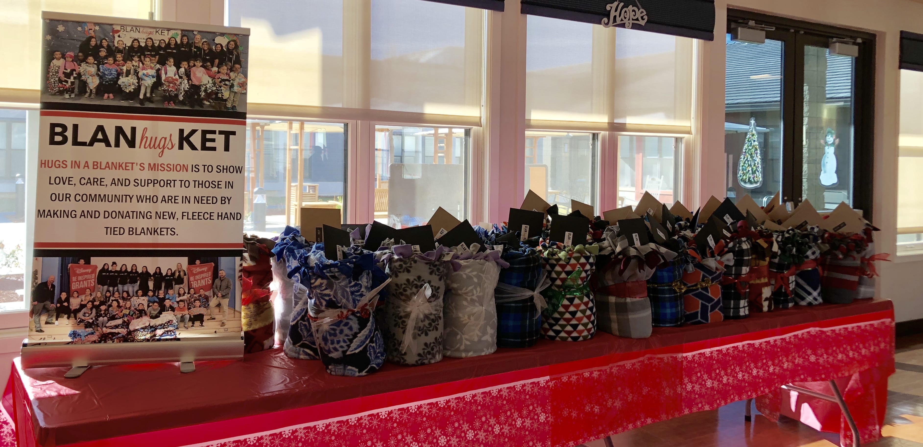 Photo of blankets displayed on table