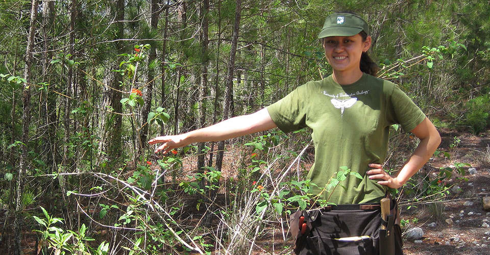 Pat Lu-Irving with wild Lantana