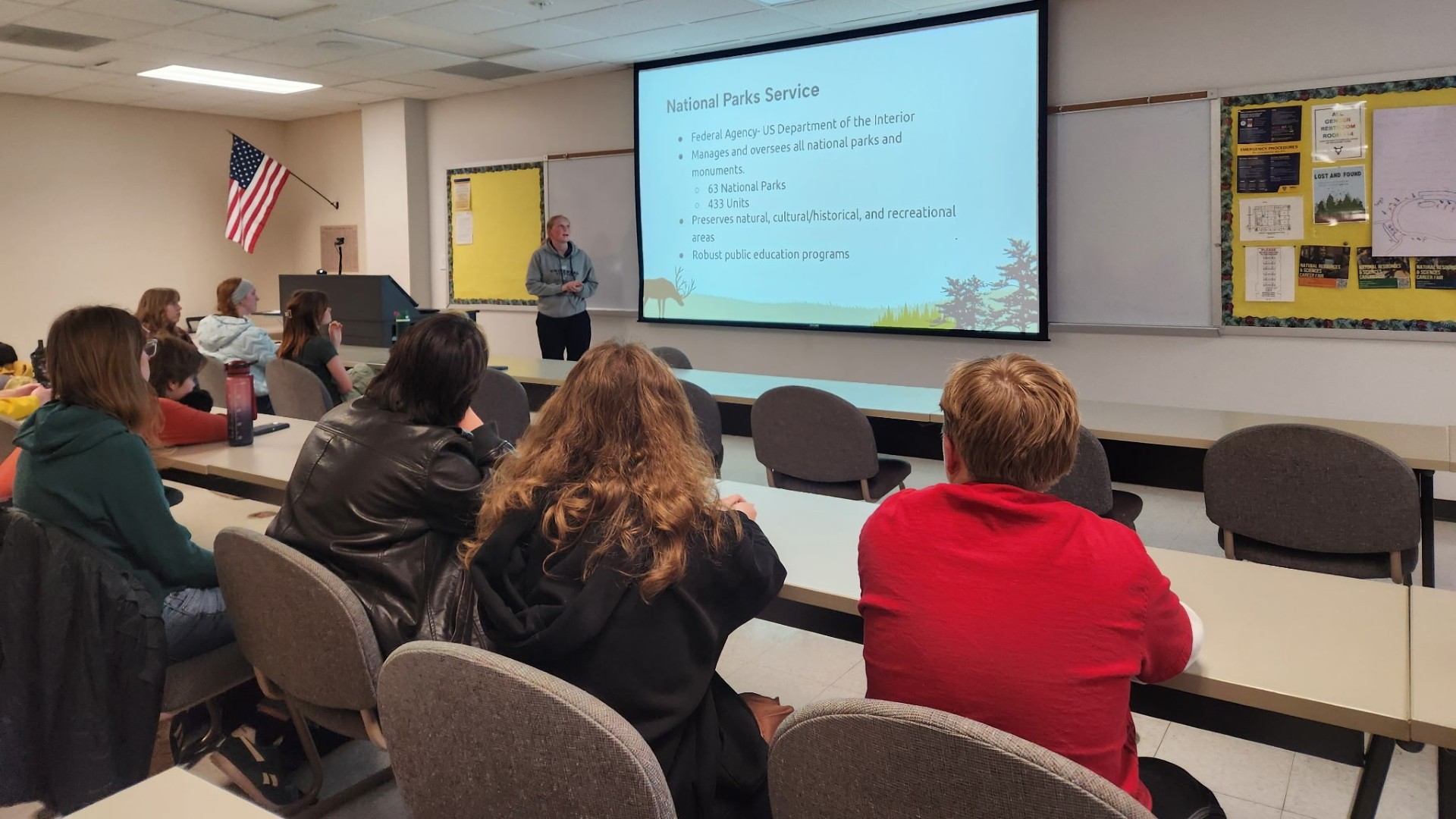 Students listening to a presentation on National Park Service