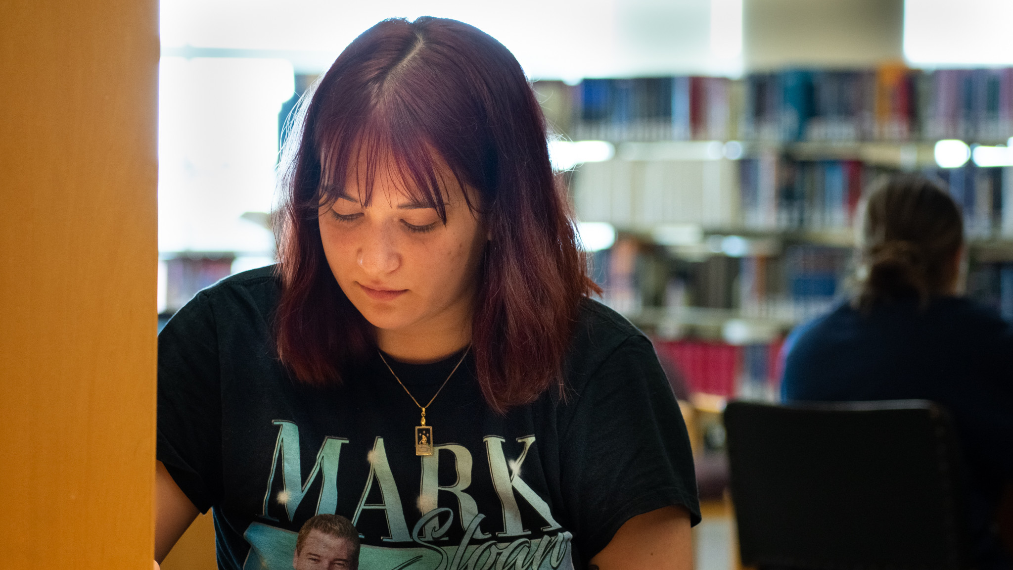 A student studies in the Holland-Terrell Library