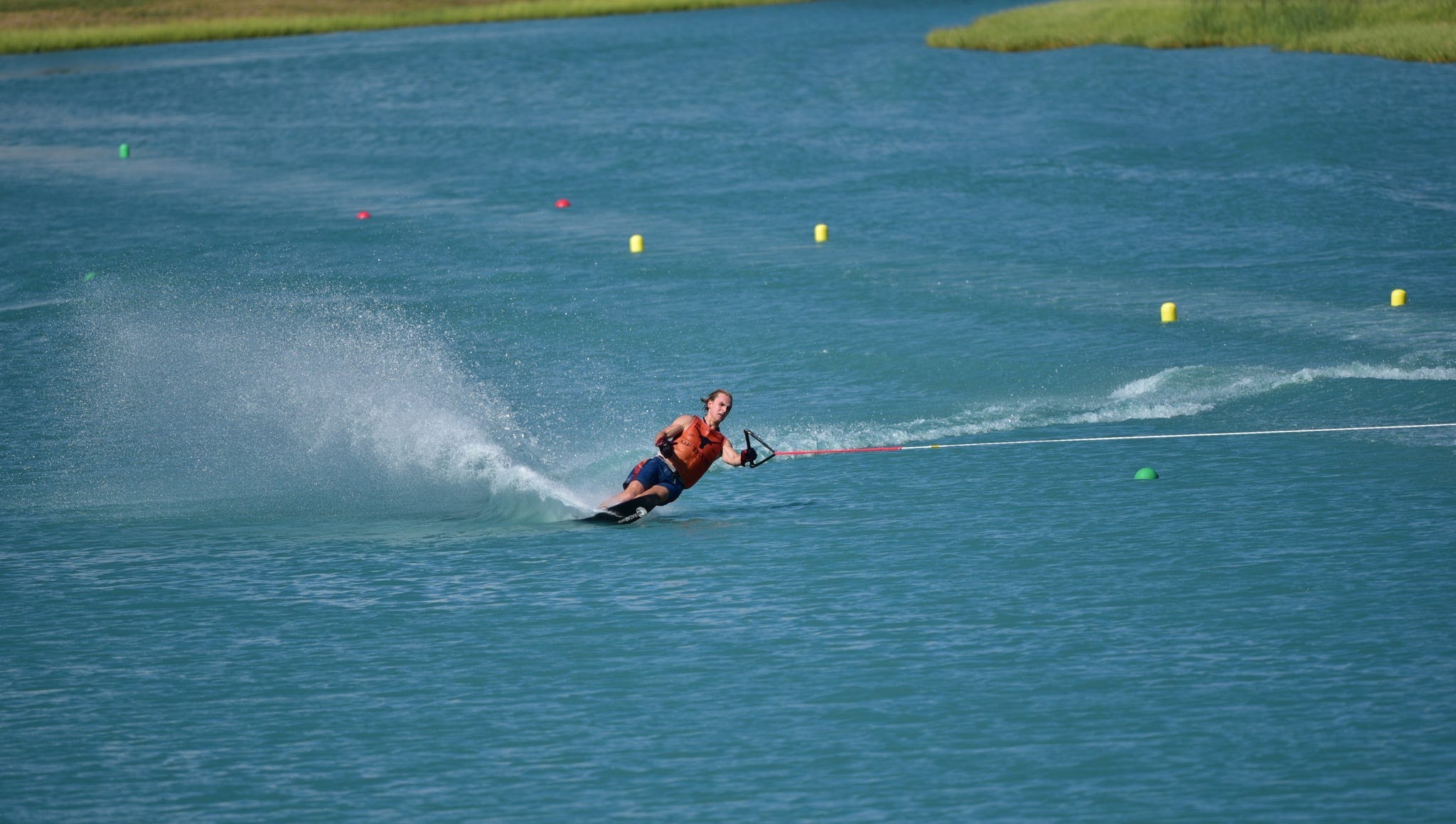 Vice President Dylan Hammerbeck slaloming.