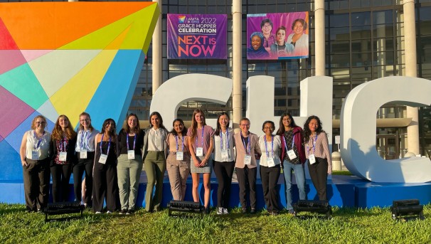 Students standing outside the conference