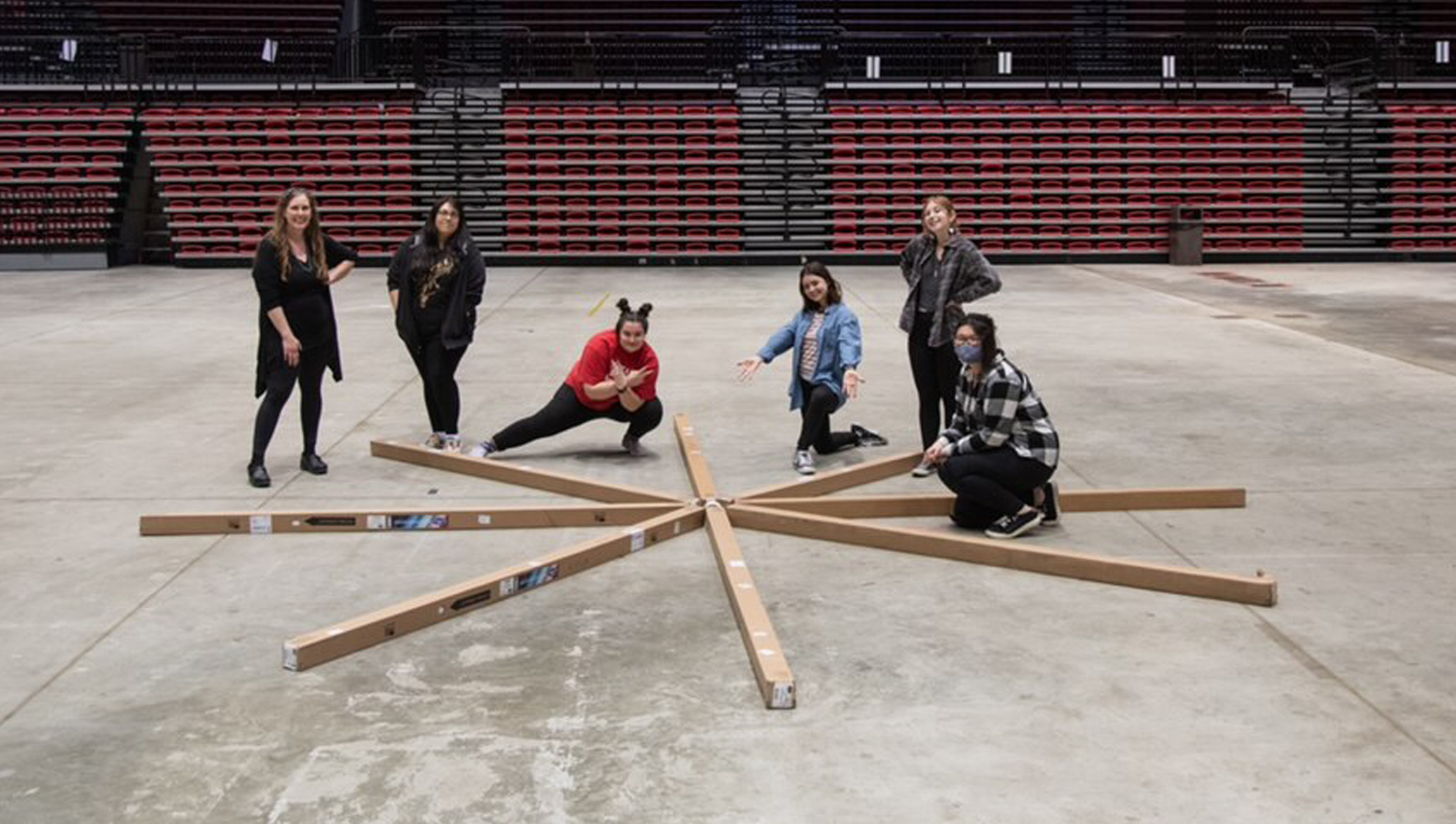 Preparing to build the world's largest paper snowflake.