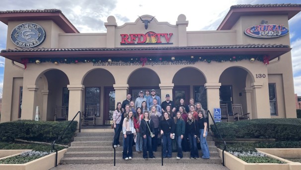 Group of students in front of RFD TV in Fort Worth, Texas.