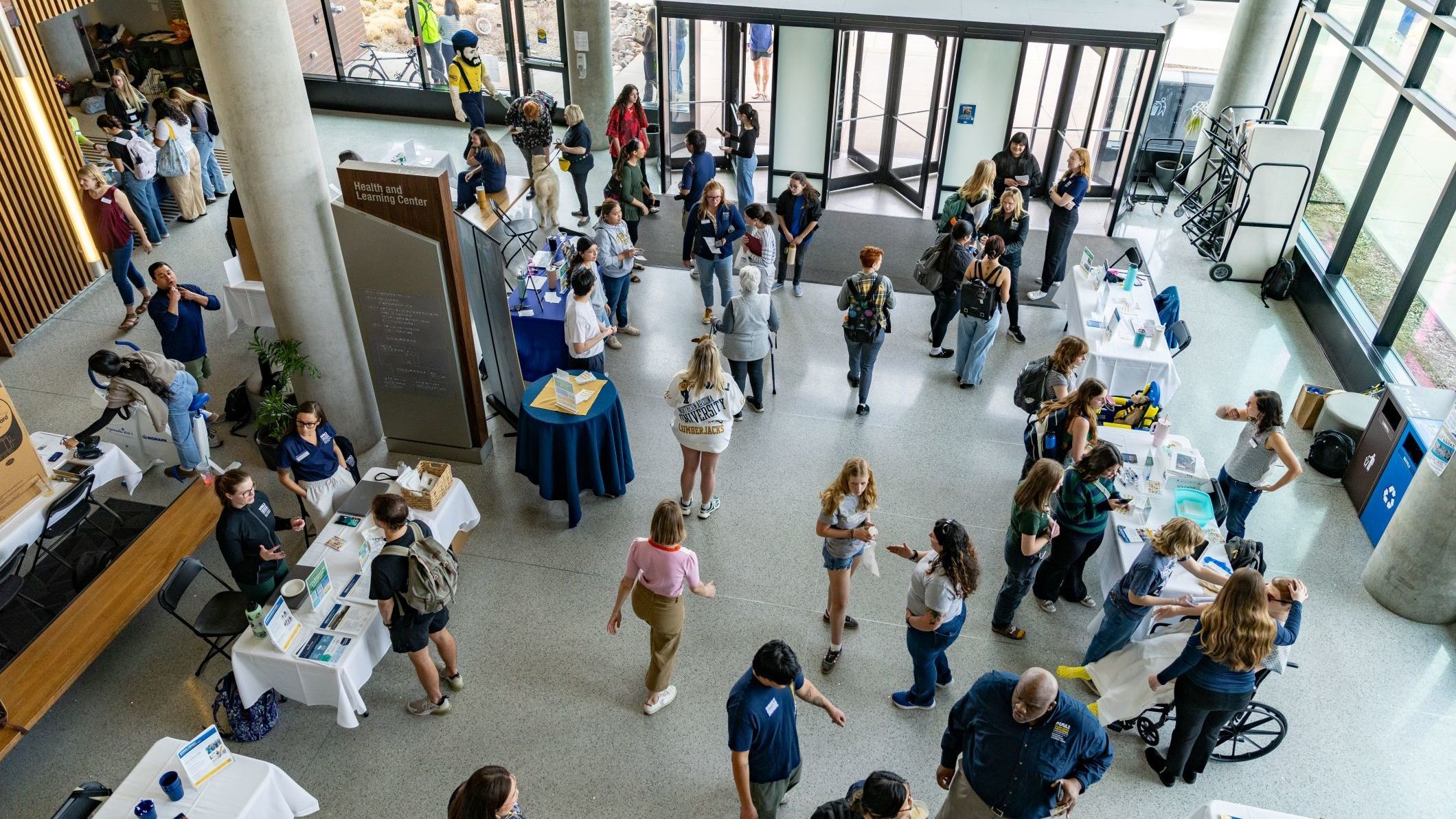 A health services fair at the Health and Learning Center