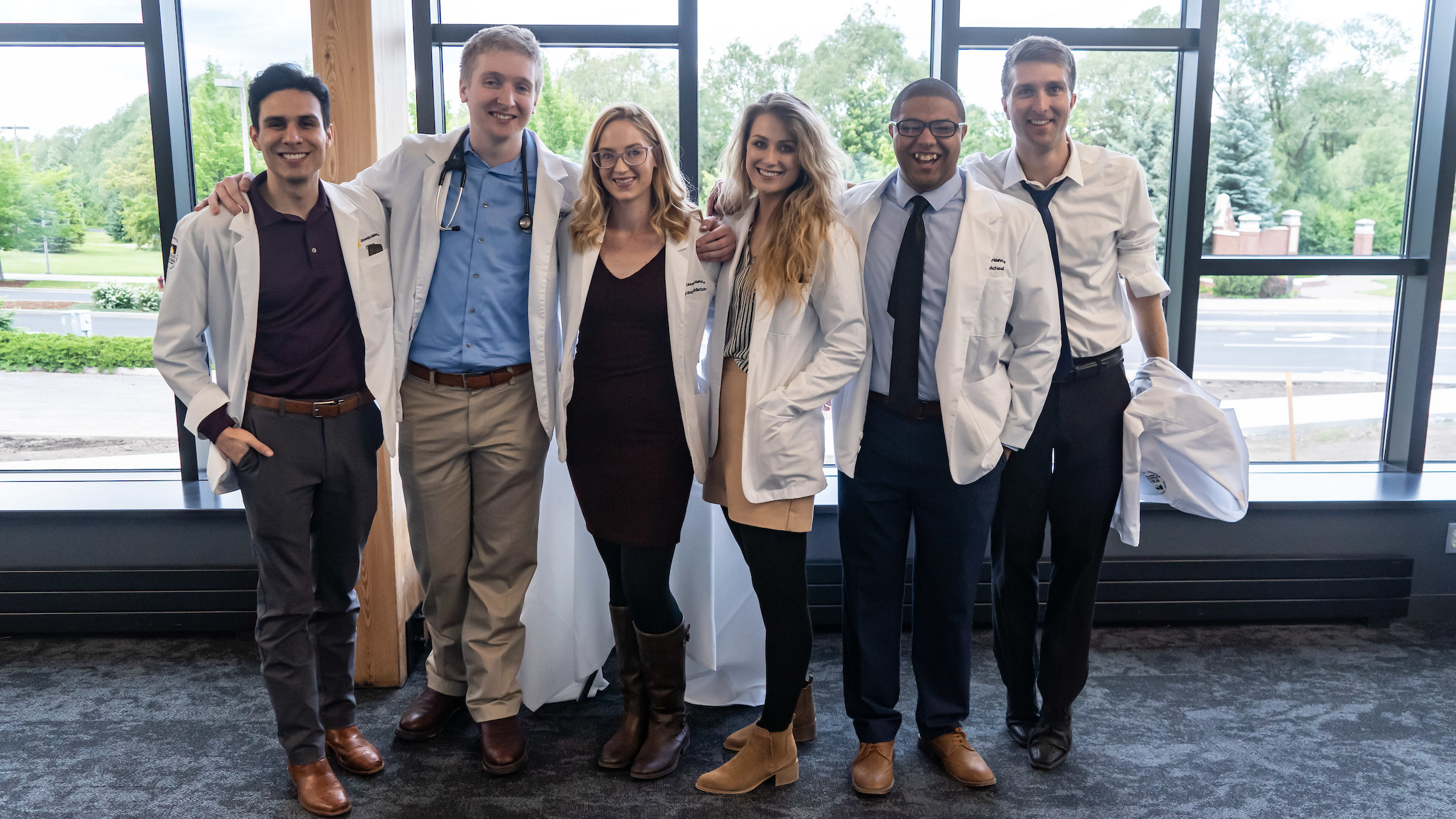 Medical students at the 2019 white coat ceremony reception.