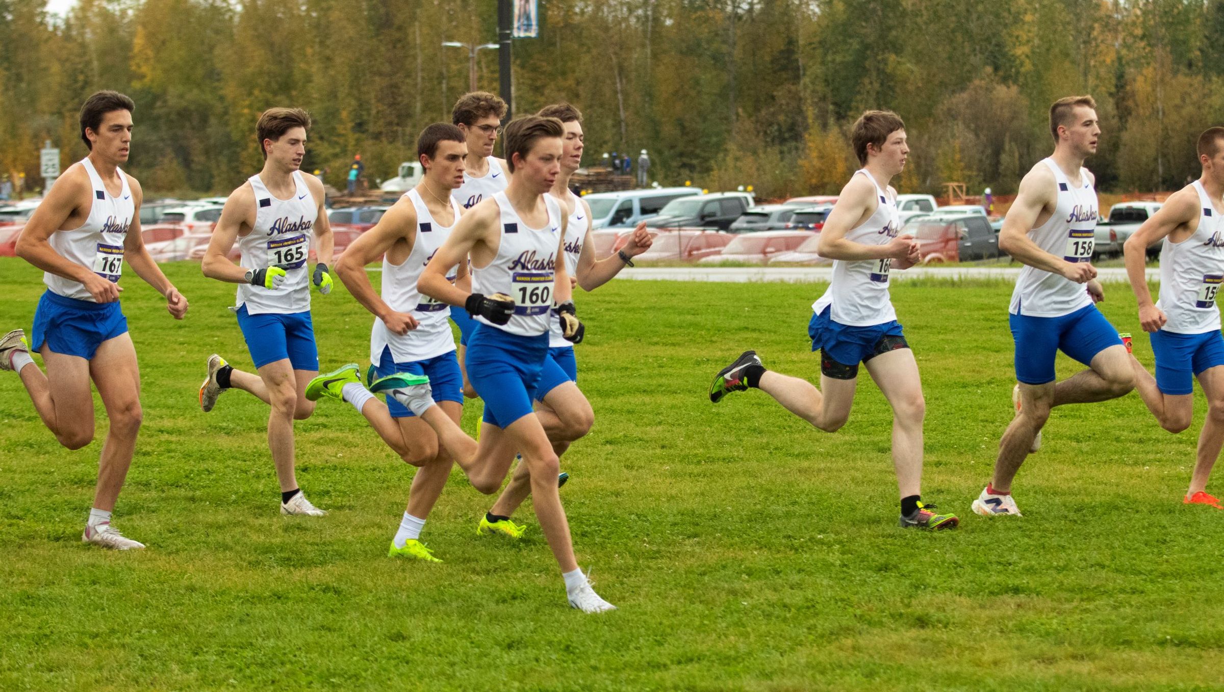 Men's cross country racing at the blue and gold meet on Saturday, September 13th.