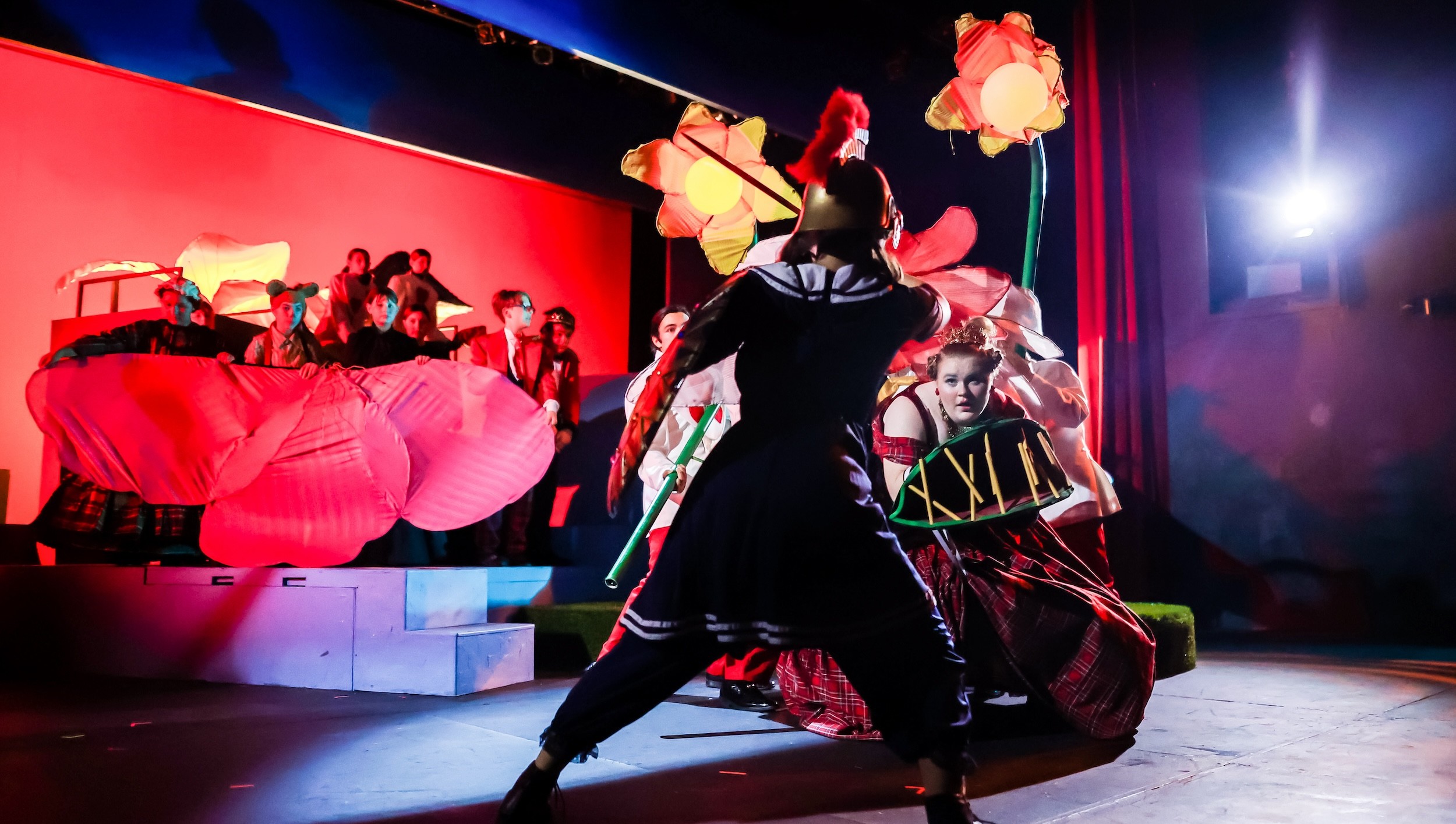 Alice fights the Jabberwock in Alice in Wonderland, Summer 2023.