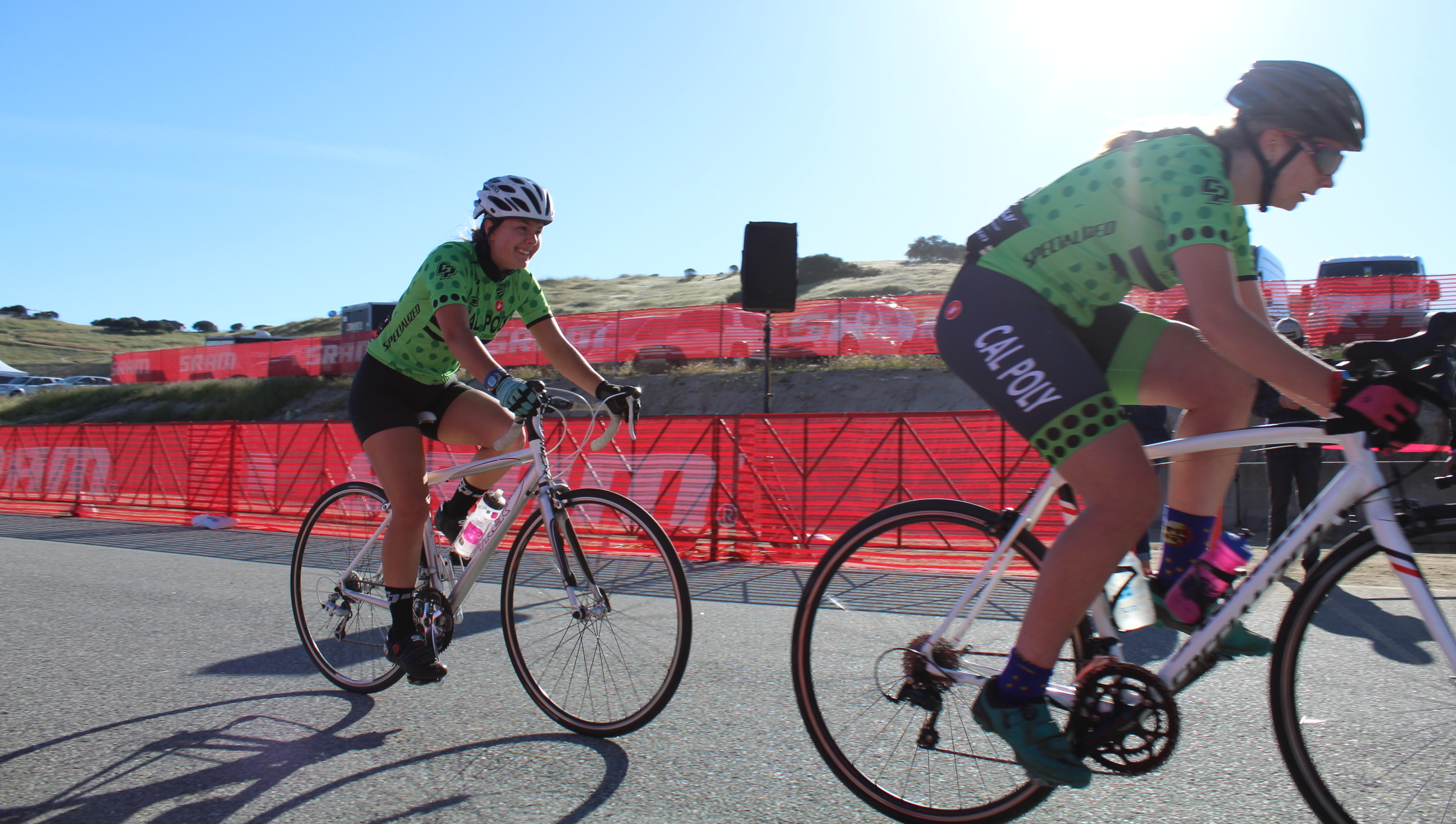 Members of the Cal Poly Cycling Club in a race.