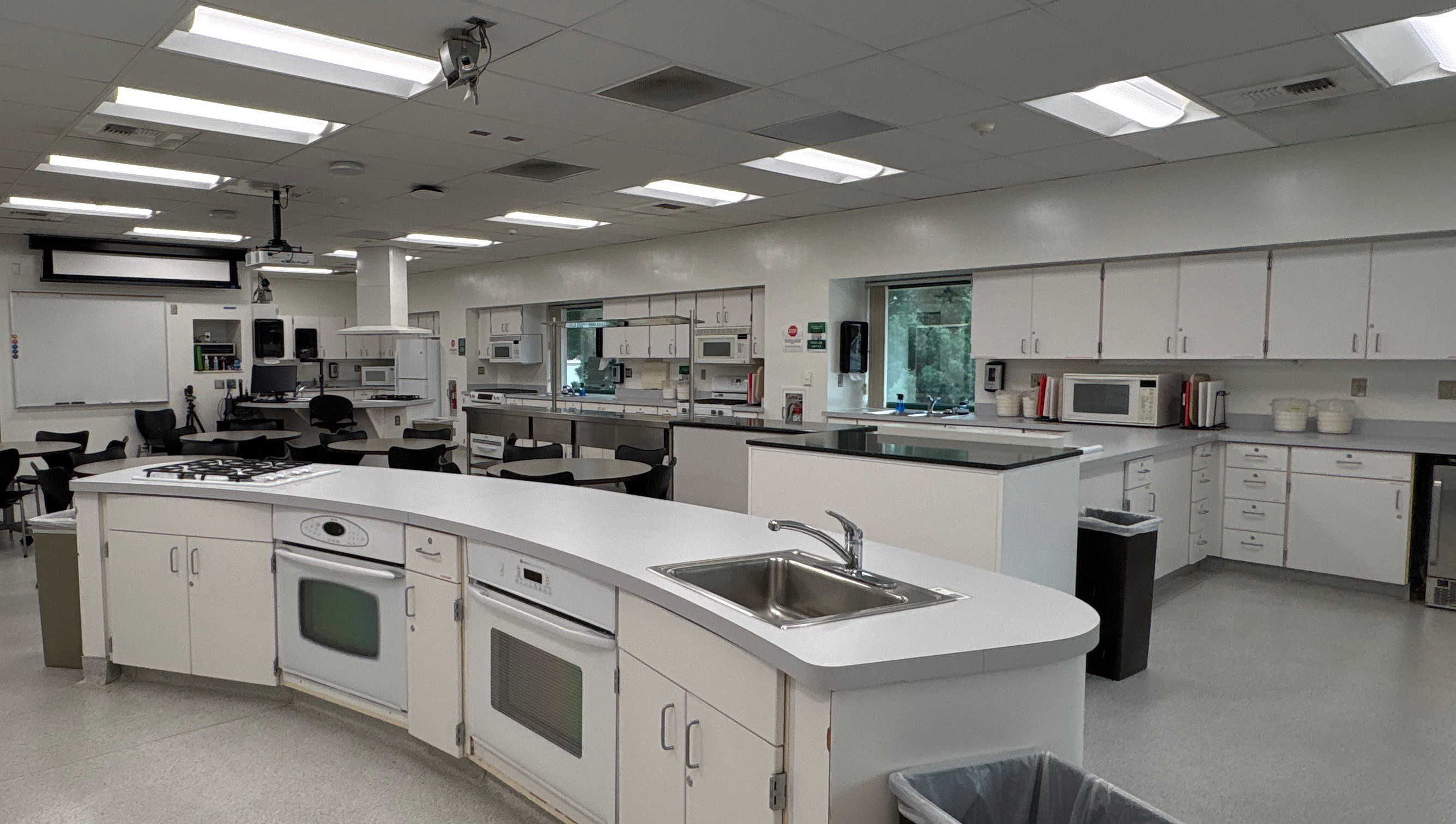Empty kitchen teaching view