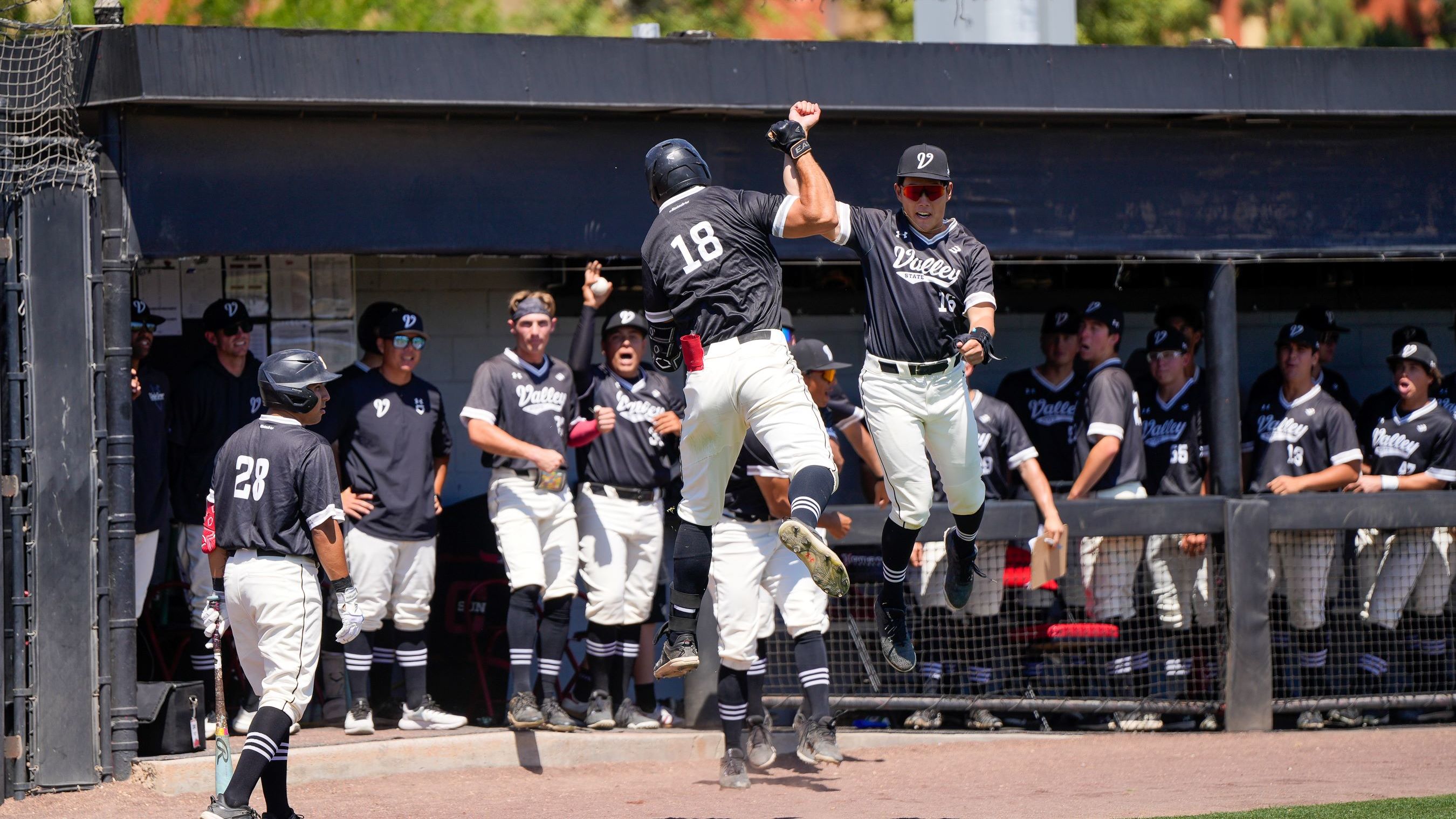 CSUN baseball team celebrating