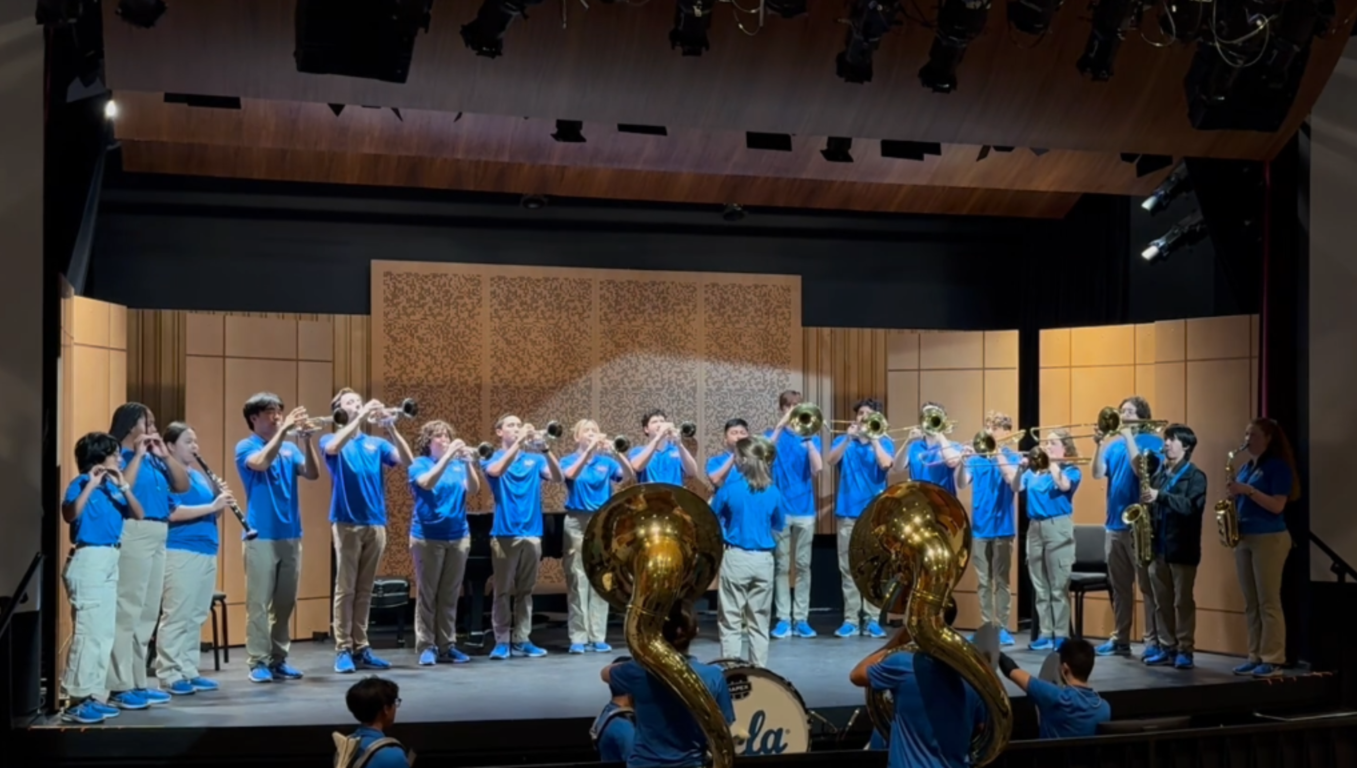 The UCLA Bruin Marching Band Practicing for Open House