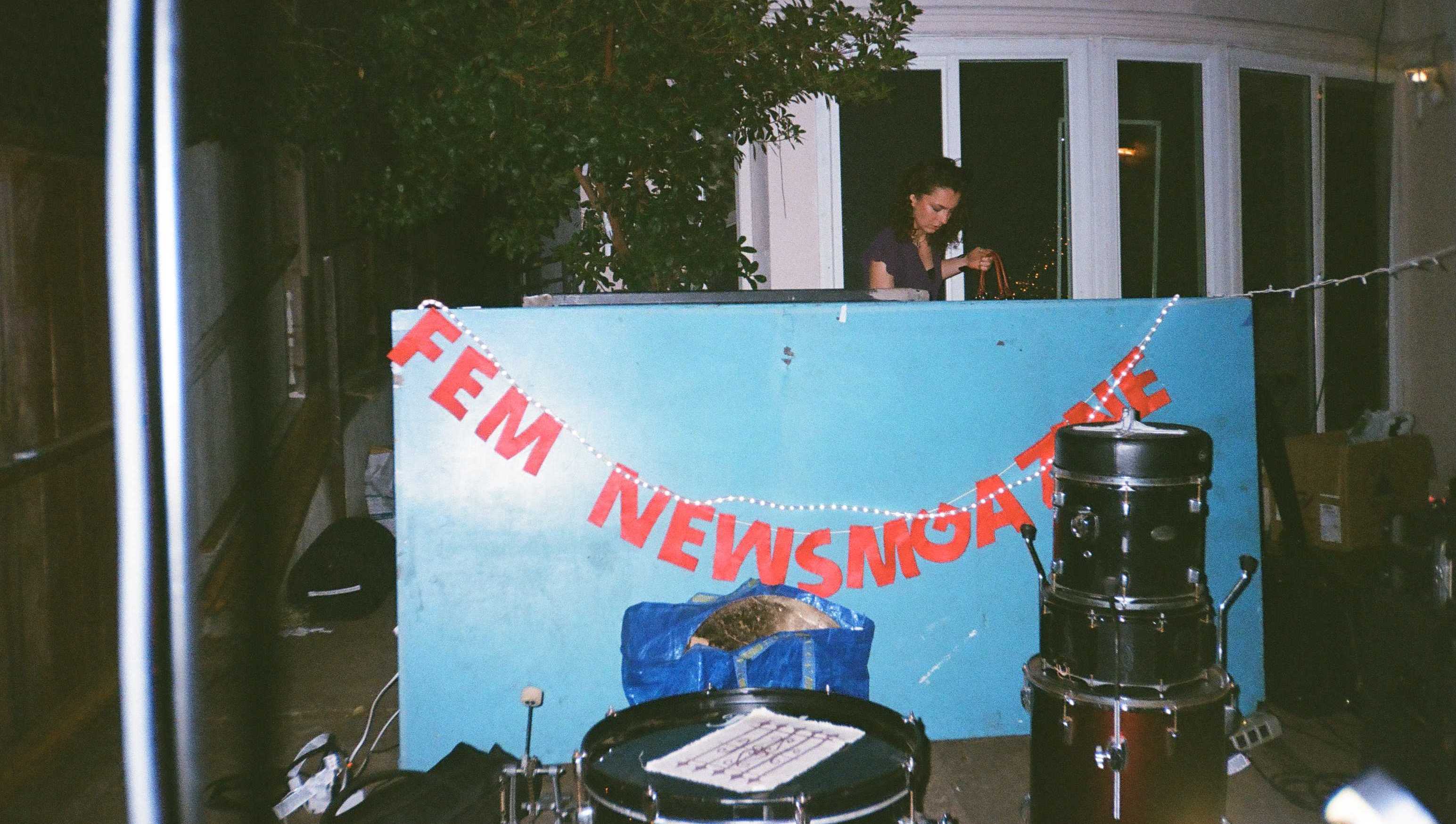 Image of the FEM Newsmagazine logo displayed at a houseshow.