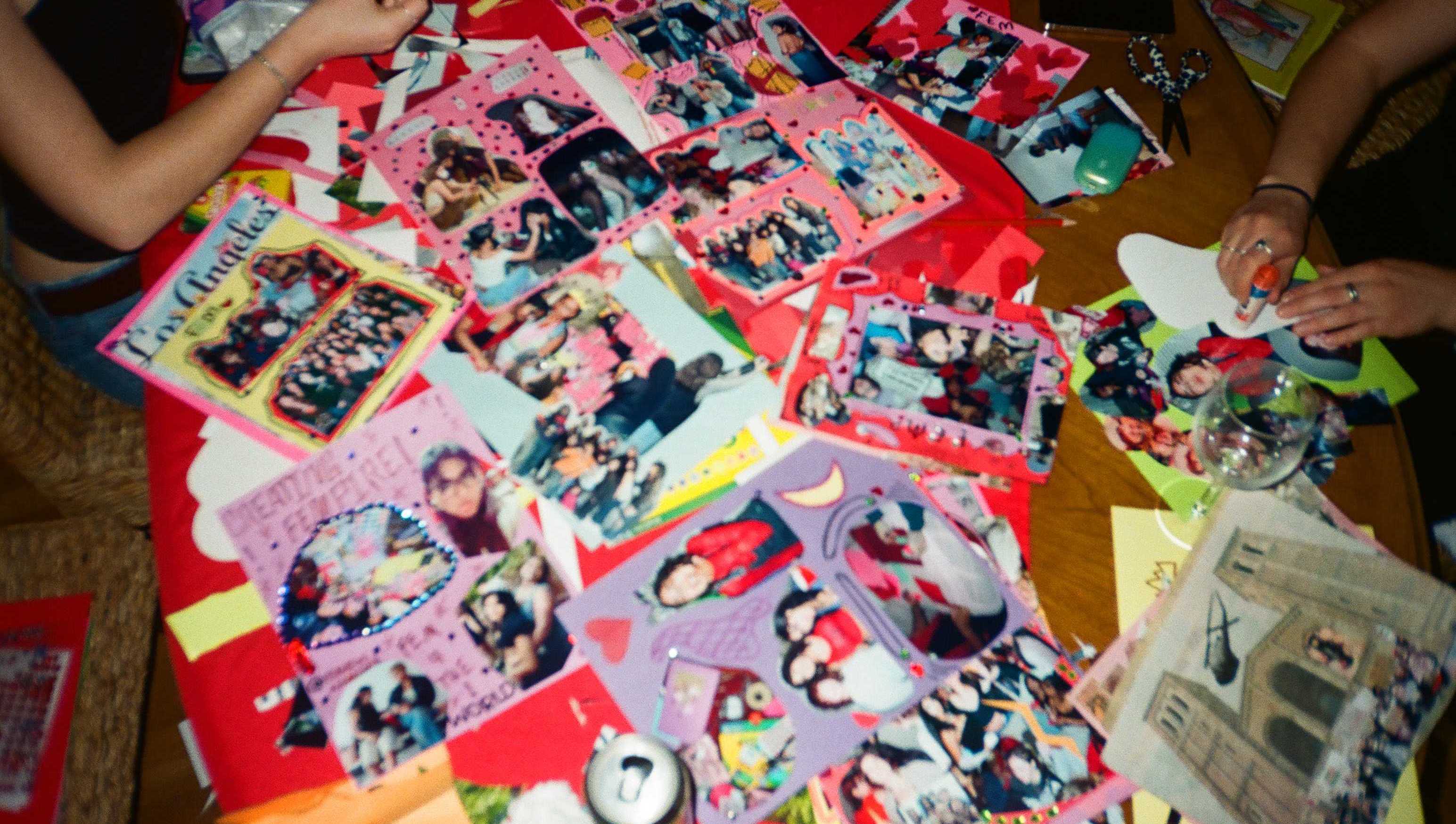 Image of our FEM members putting together collages.