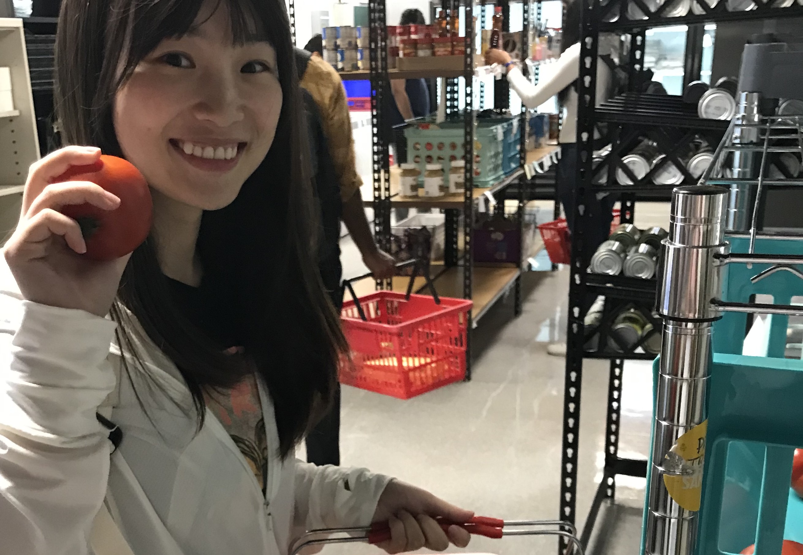 Student is thrilled to have fresh tomatoes.