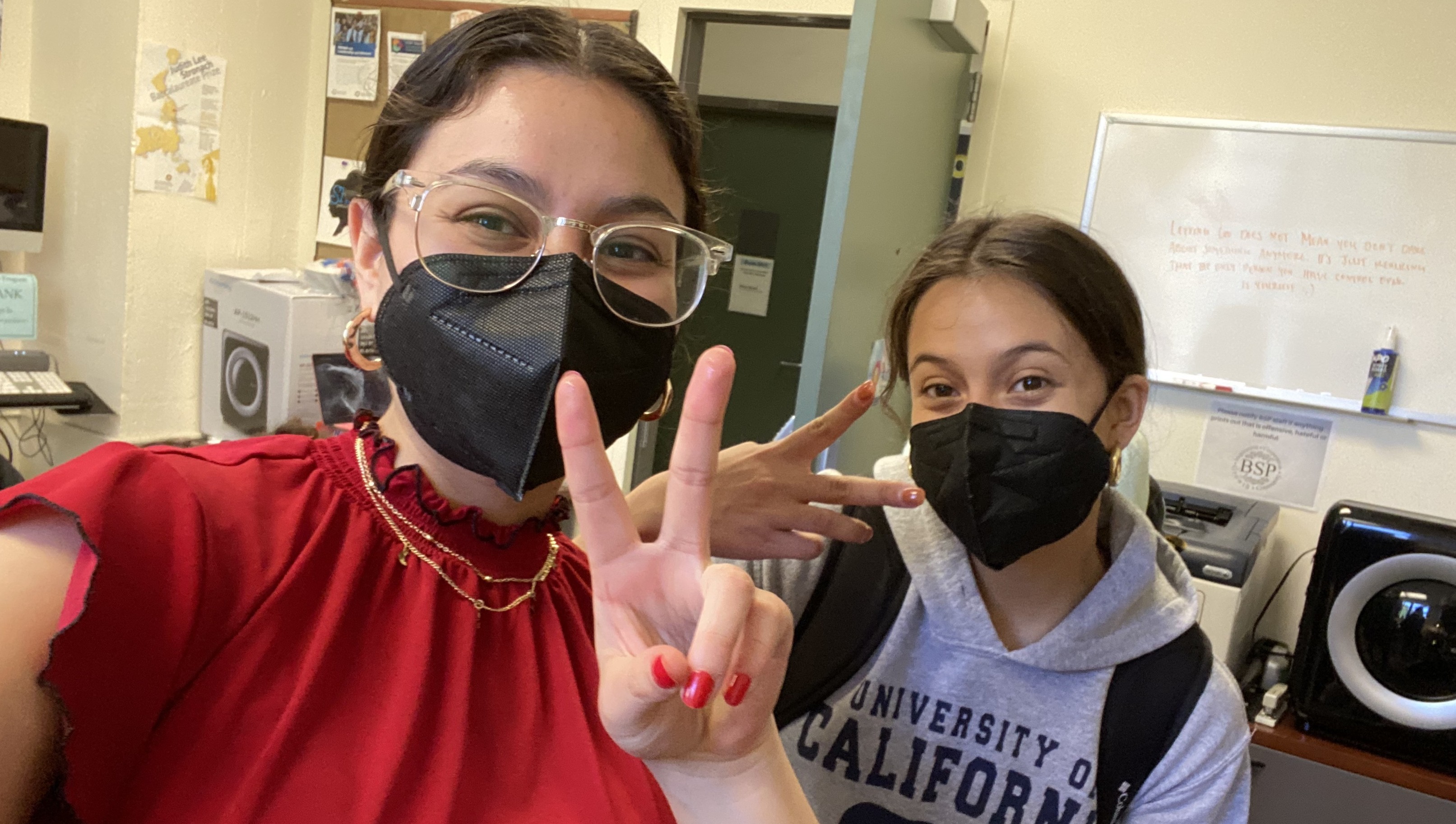 Peer Advisors, Estephannie and Astrid, hanging out in the BSP Advising Office.