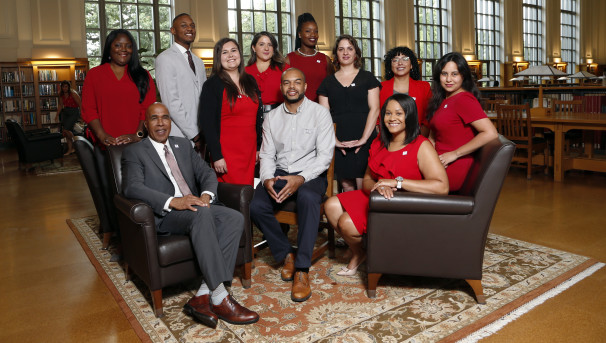 Eleven individuals come together at Thompson Library's Grand Reading Room