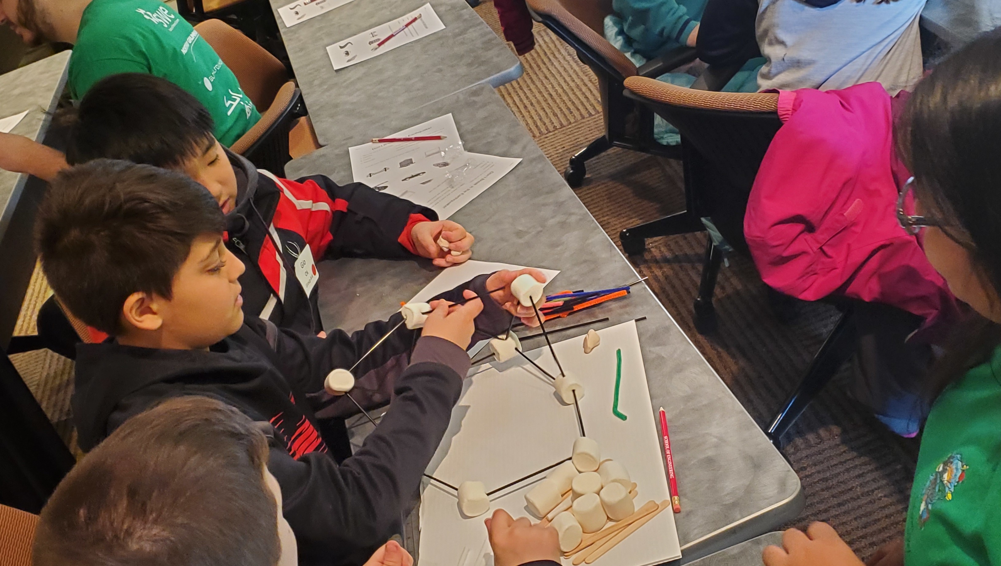 A group of children working on a project