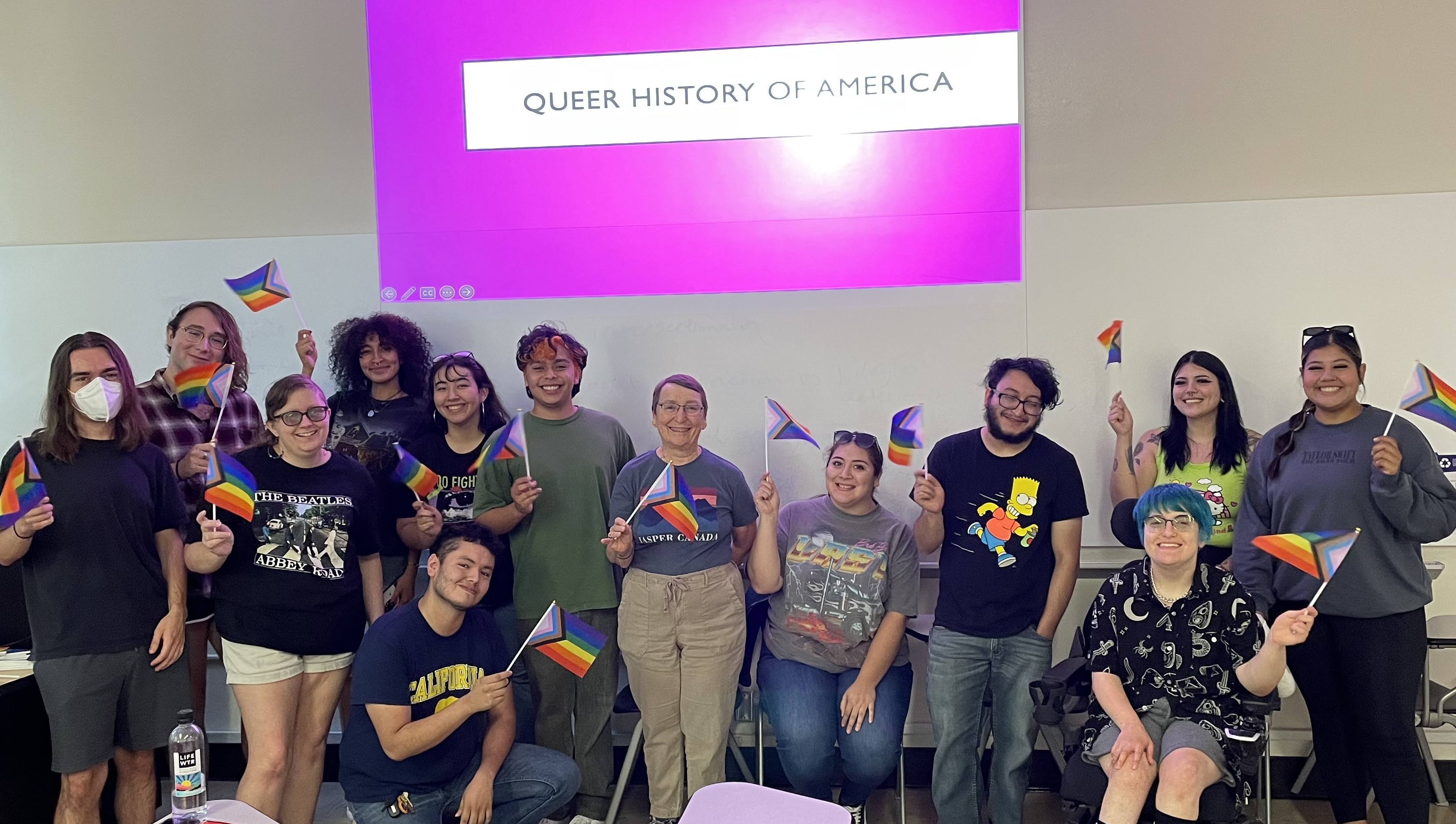 LGBTQ students under powerpoint