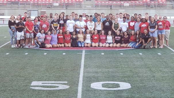 Students gather in the Shoe's Block O to celebrate the funding efforts