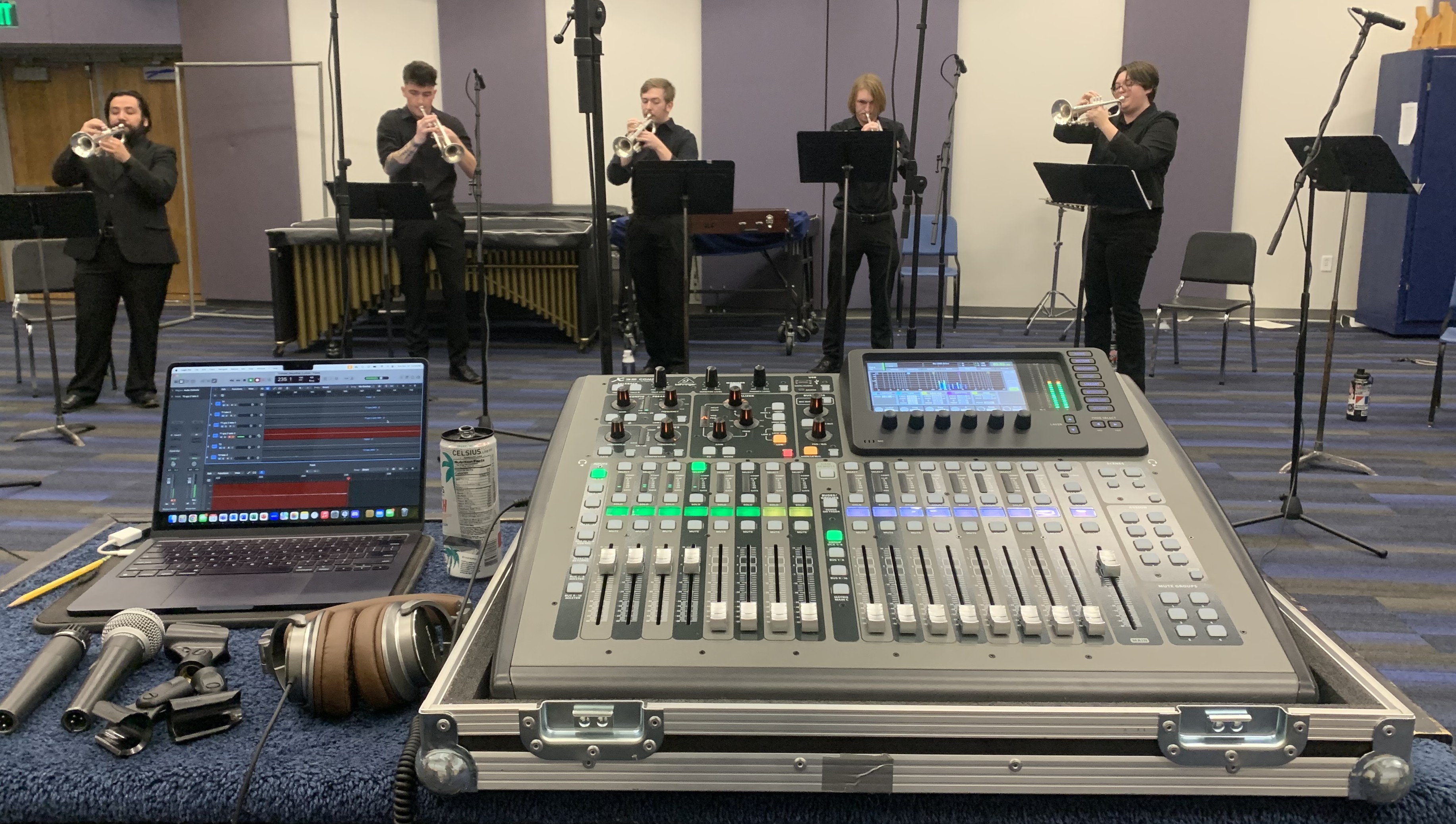 Recording a performance by the Trumpet Club at NAU.