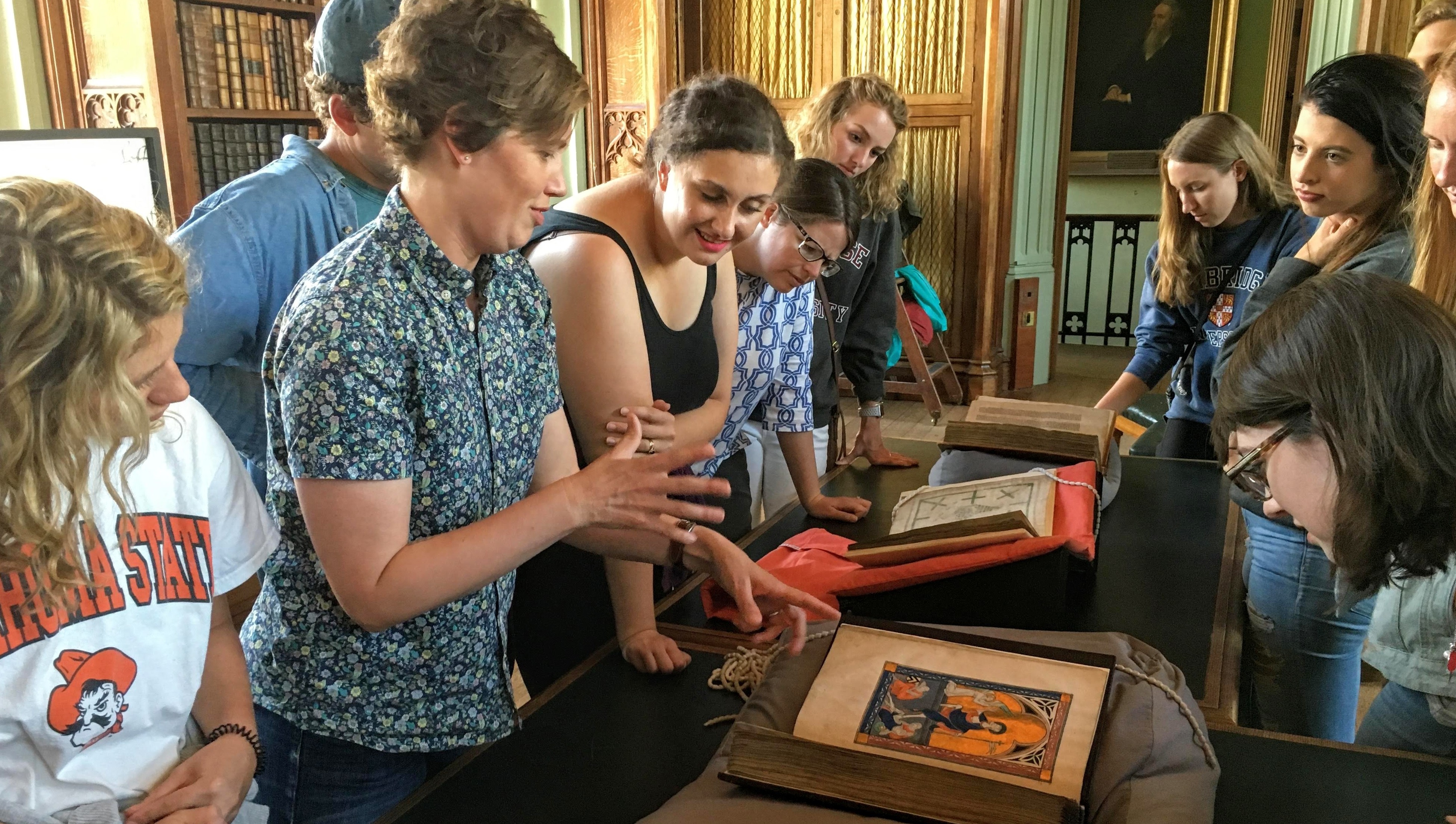 Undergrad students experiencing medieval art at Cambridge Univ!