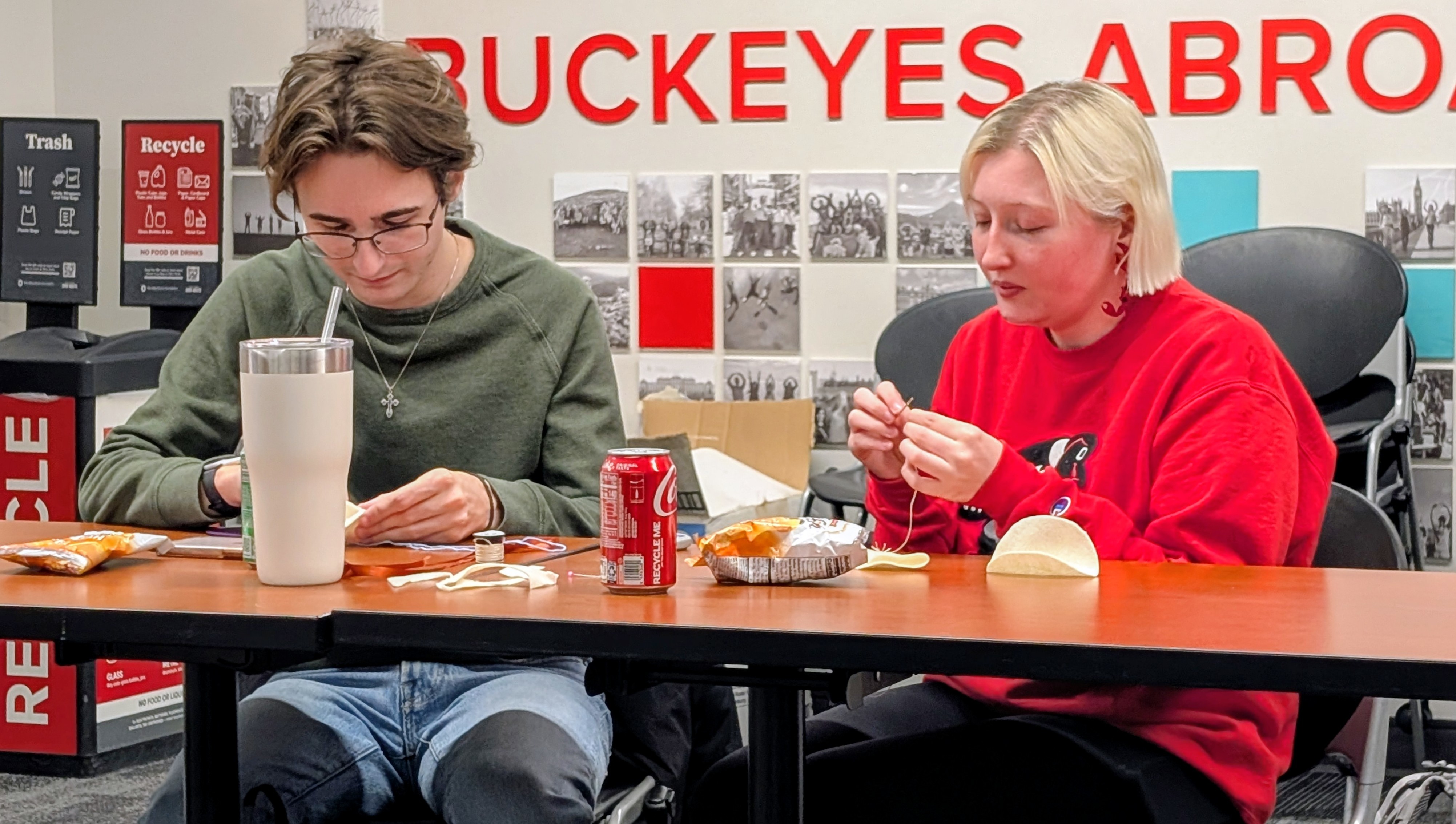 Owen McNeely ('27) and Parker Tysinger ('27) make felt pierogi