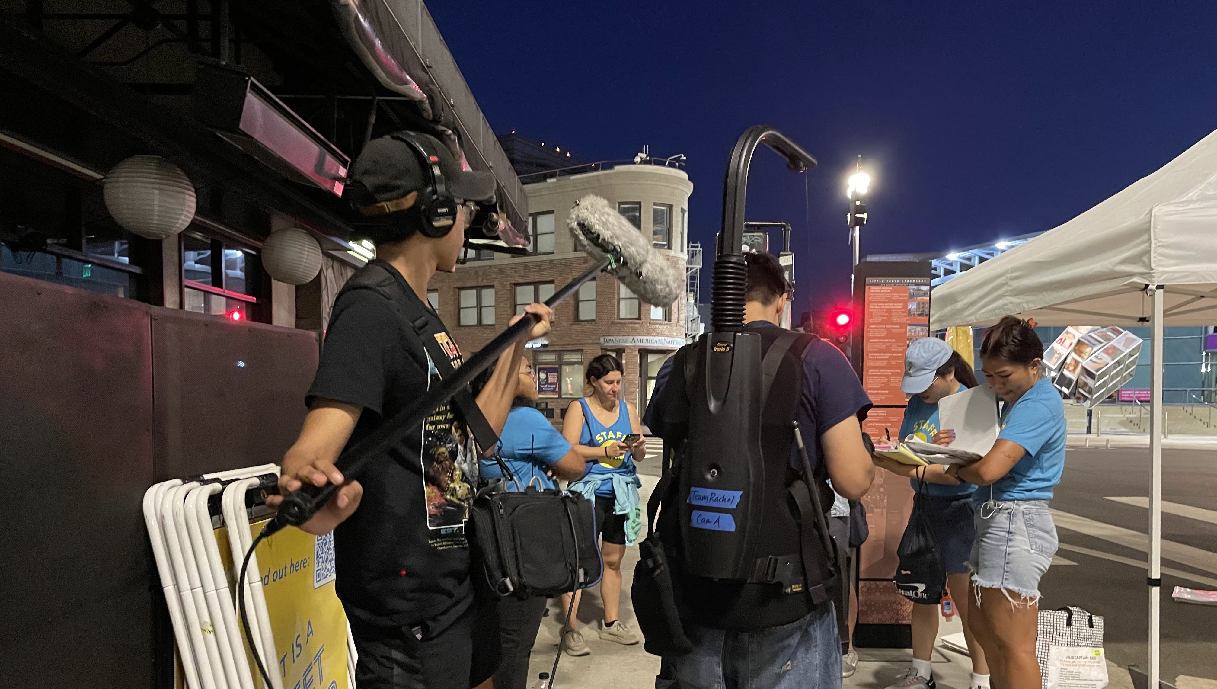 Karla (Camera) and Samantha (Sound) covering CicLAvia's command center