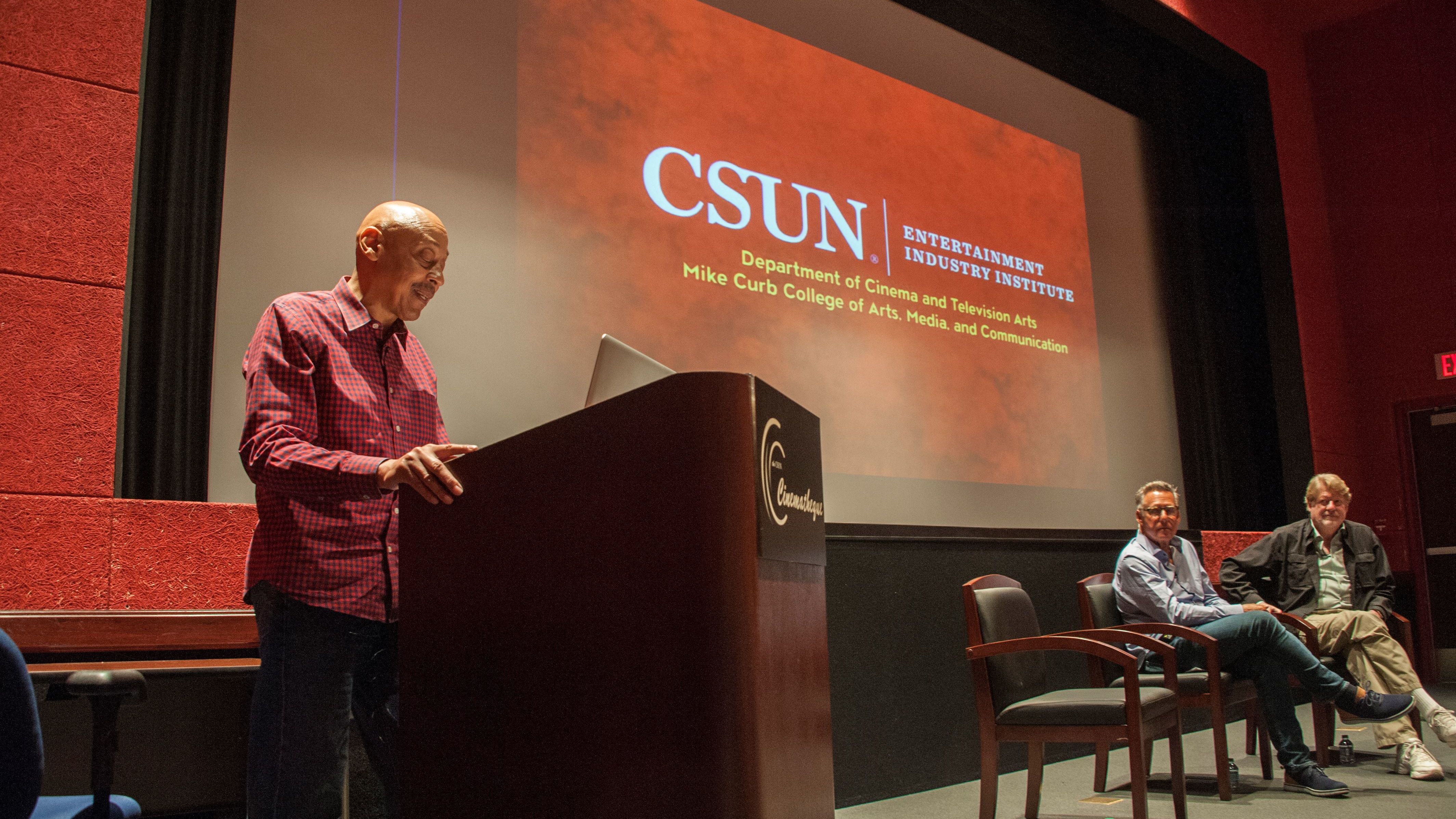 CSUN speaker presents at EII event linking students with entertainment industry leaders.
