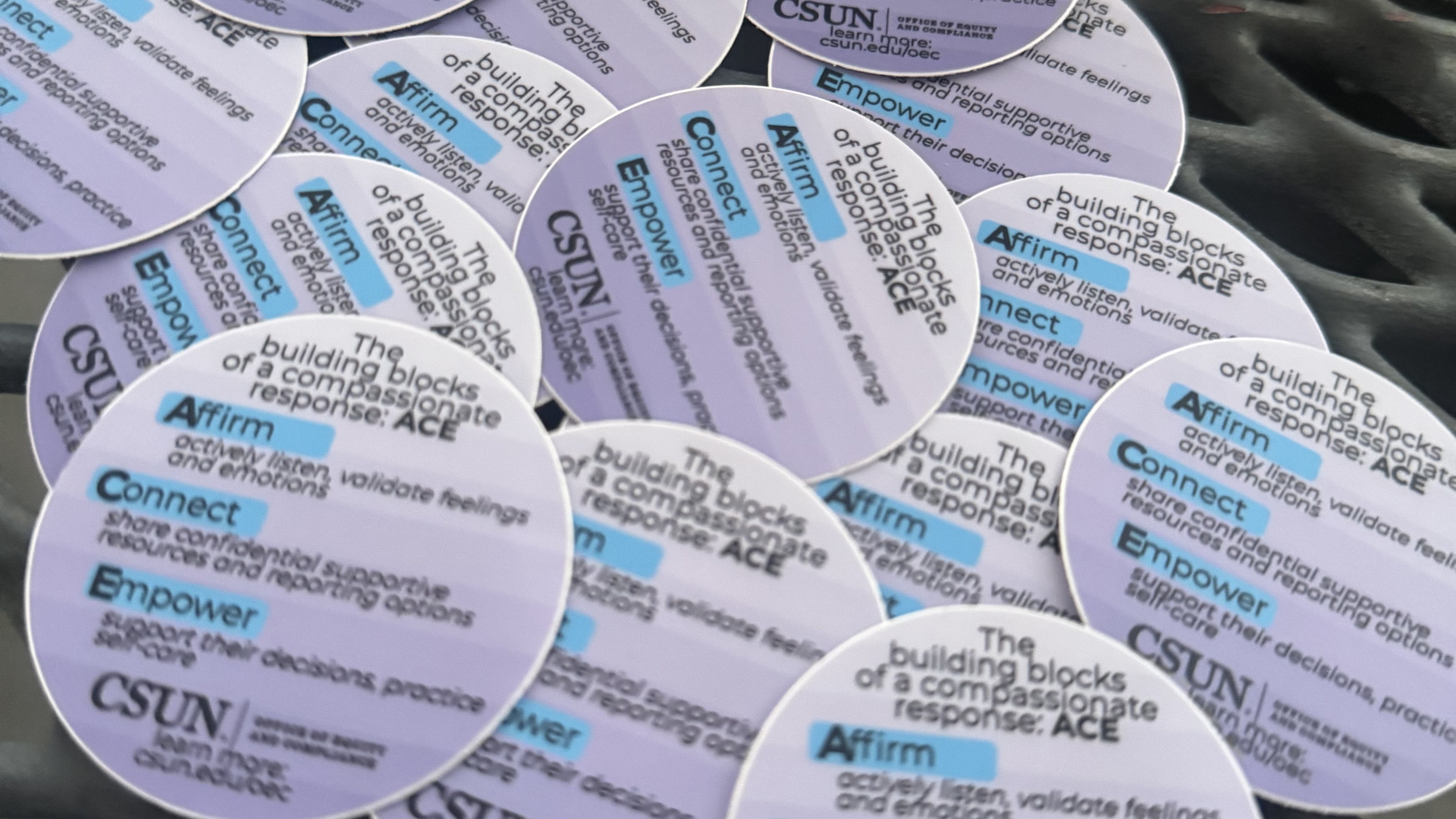 OEC Outreach, Prevention and Education Team ACE compassionate response buttons.