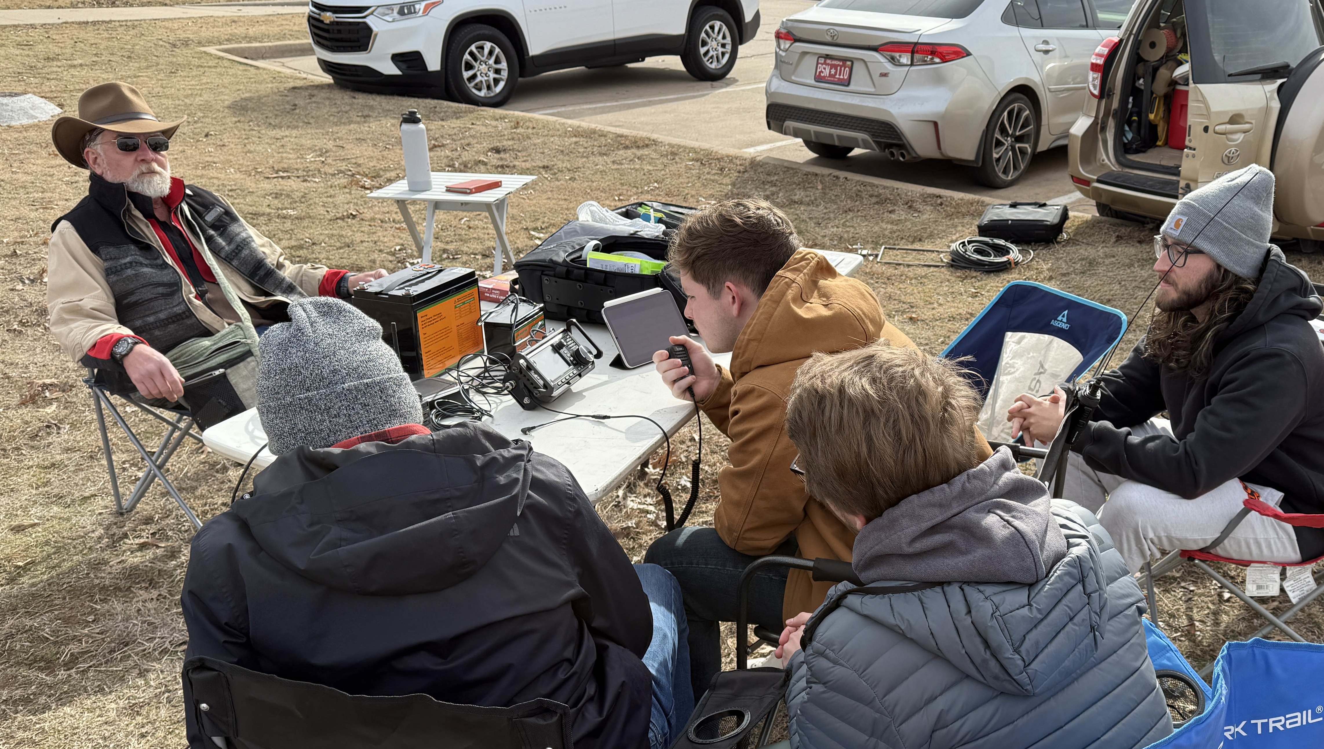 The W5YJ Radio Club hosts field days at Boomer Lake to make as many contacts as possible!