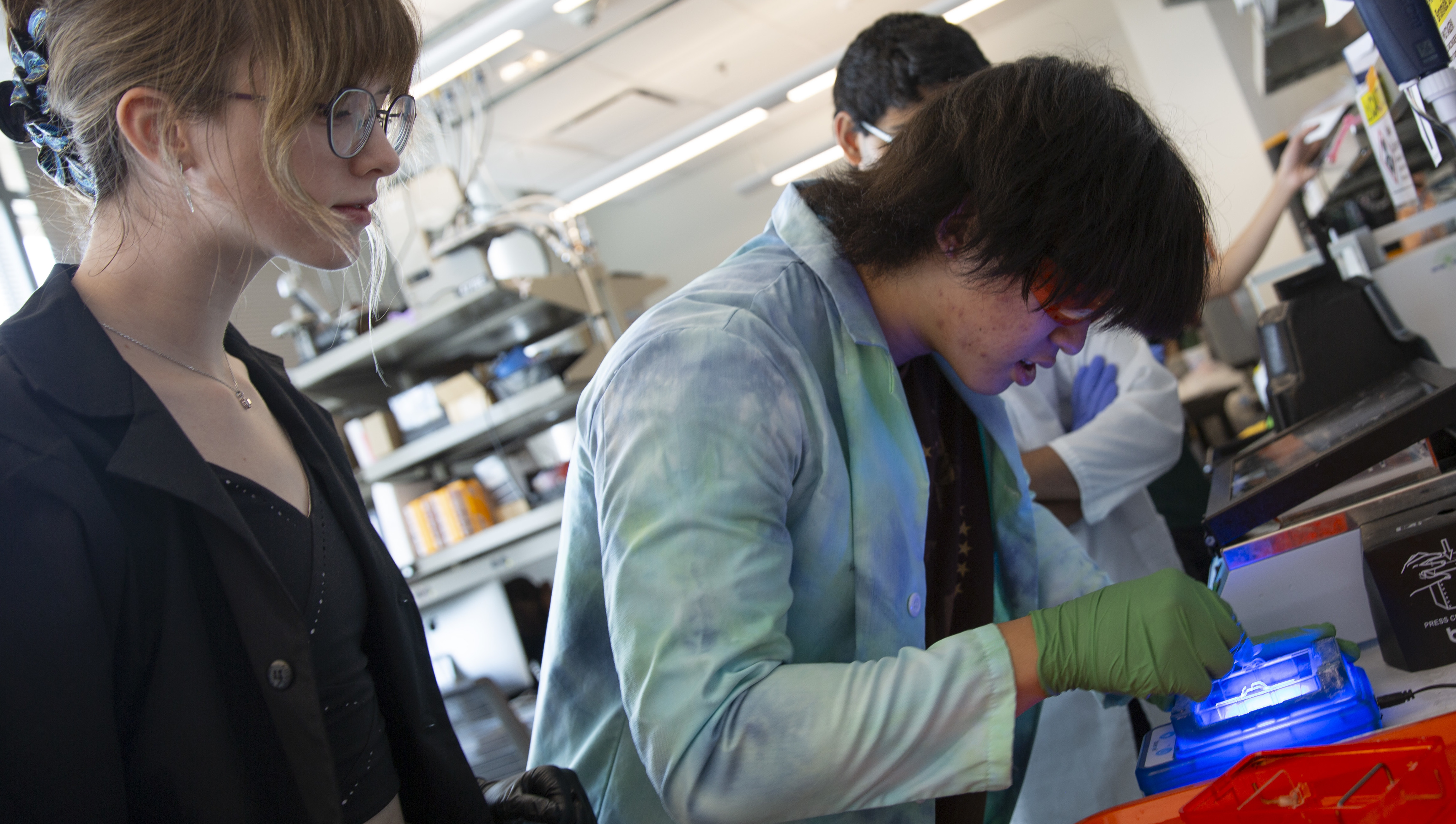 Rori and Patrick cut a gel for purification