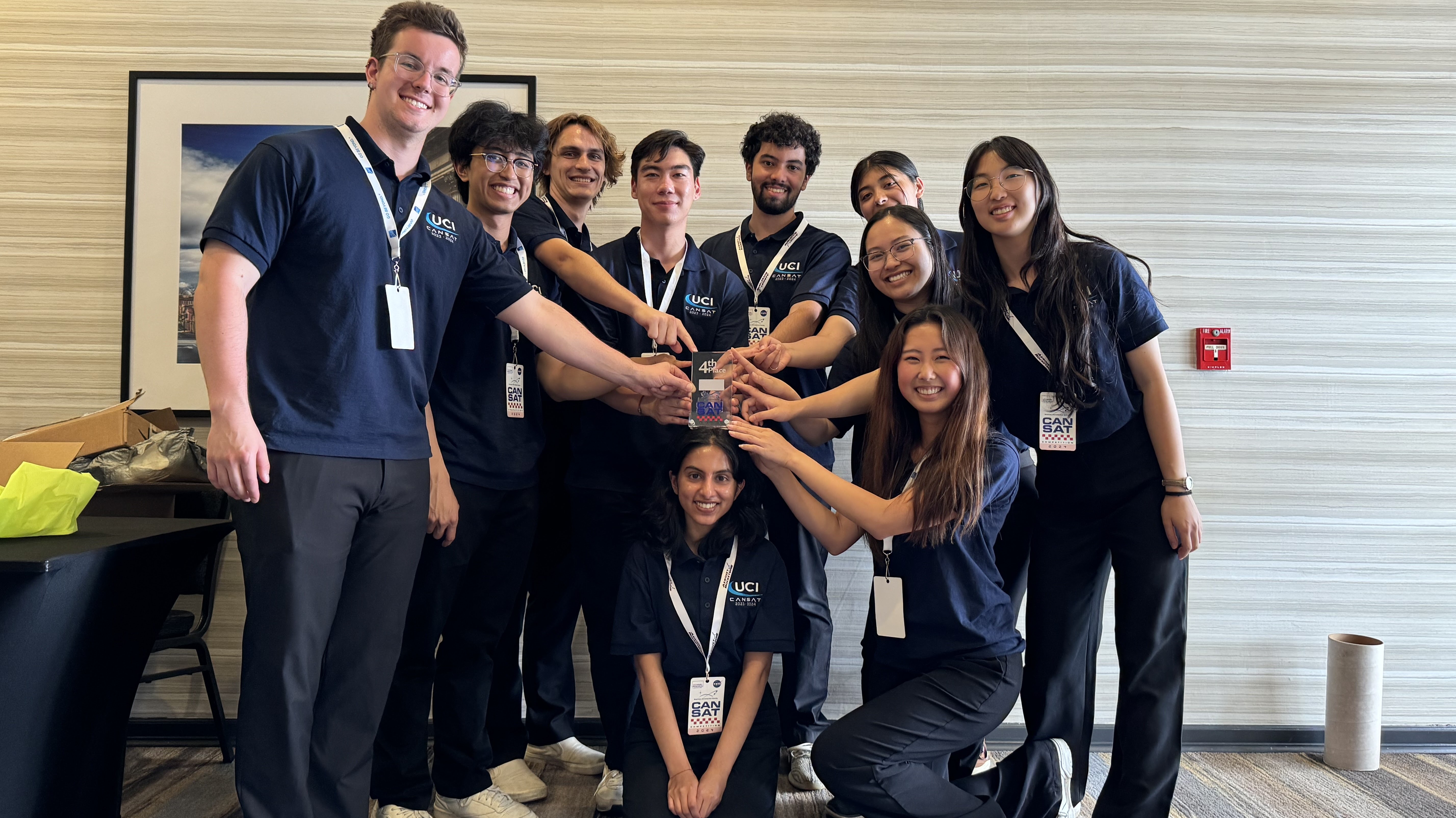 CanSat Team Photo with 4th place trophy