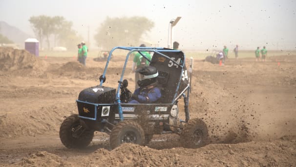 Rounding a sharp corner during the endurance race - 2025 SAE Baja Marana, Arizona