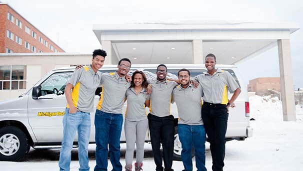 National Society of Black Engineers students gathered outside