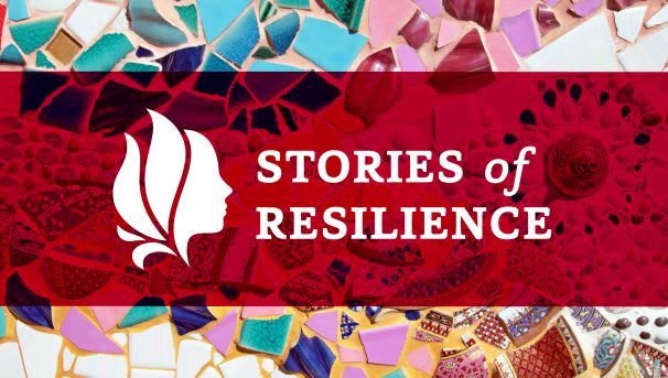 Image of the Stories of Resilience logo over a multi-color image