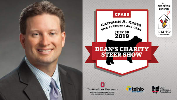 Adam Sharp's professional headshot. To his right is the 2019 Steer Show logo