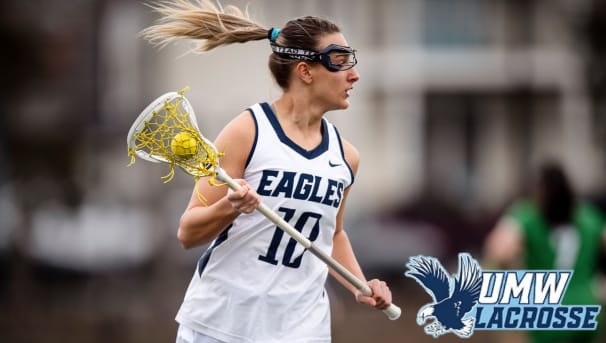 UMW Lacrosse player running across the field