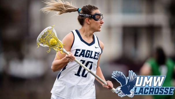 UMW Lacrosse player running across the field