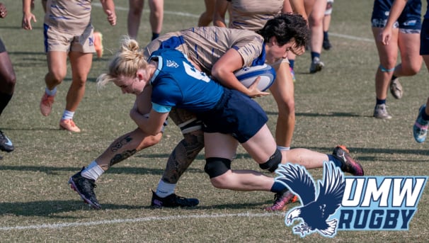 UMW women's Rugby players going for the ball