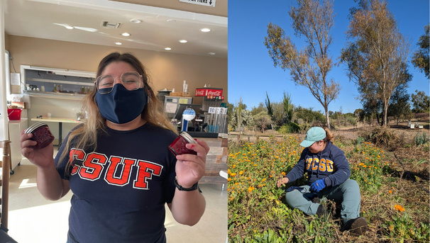 Peace Corps student volunteering at Monkey Business Cafe and in the CSUF Arboretum